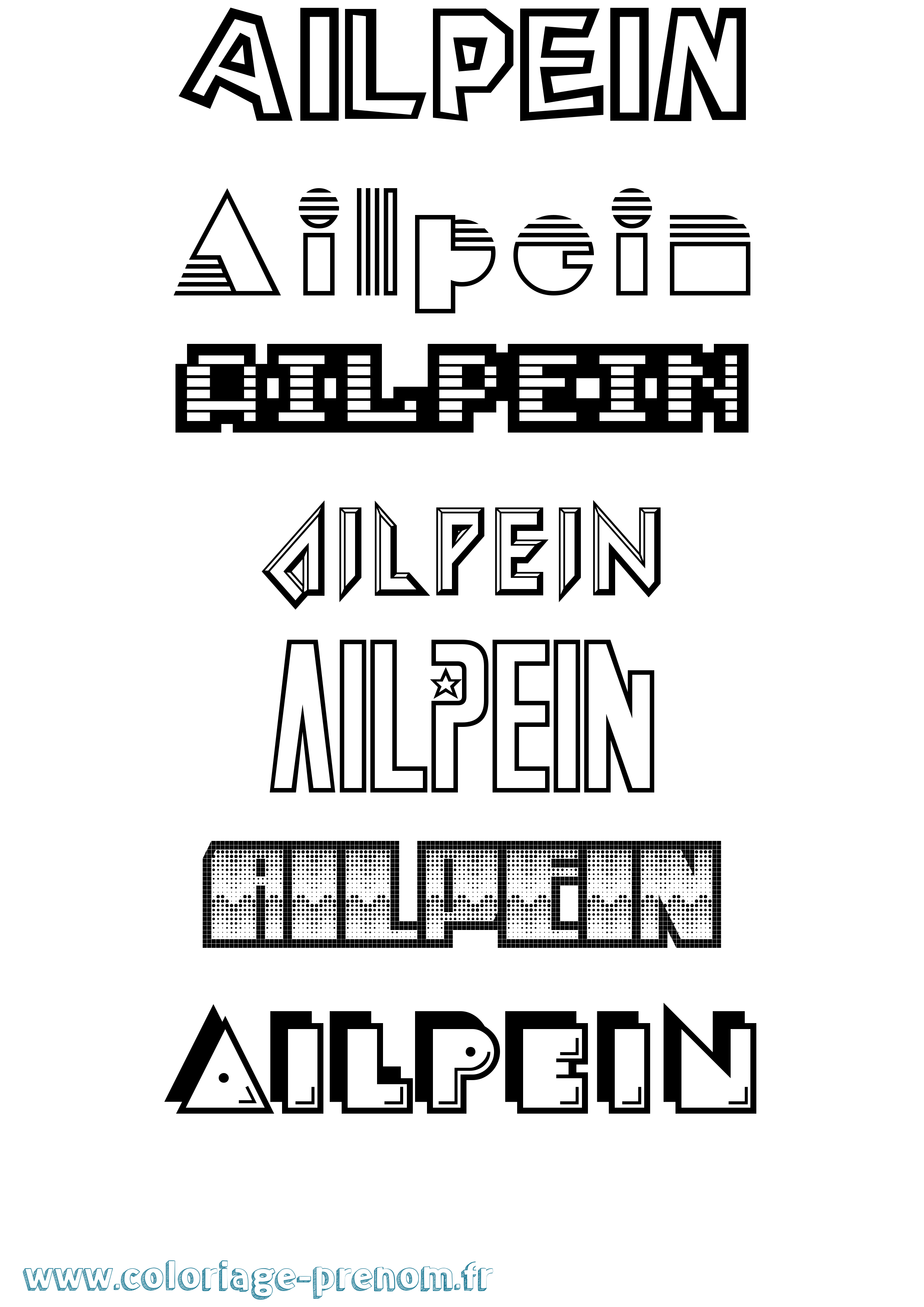 Coloriage prénom Ailpein Jeux Vidéos