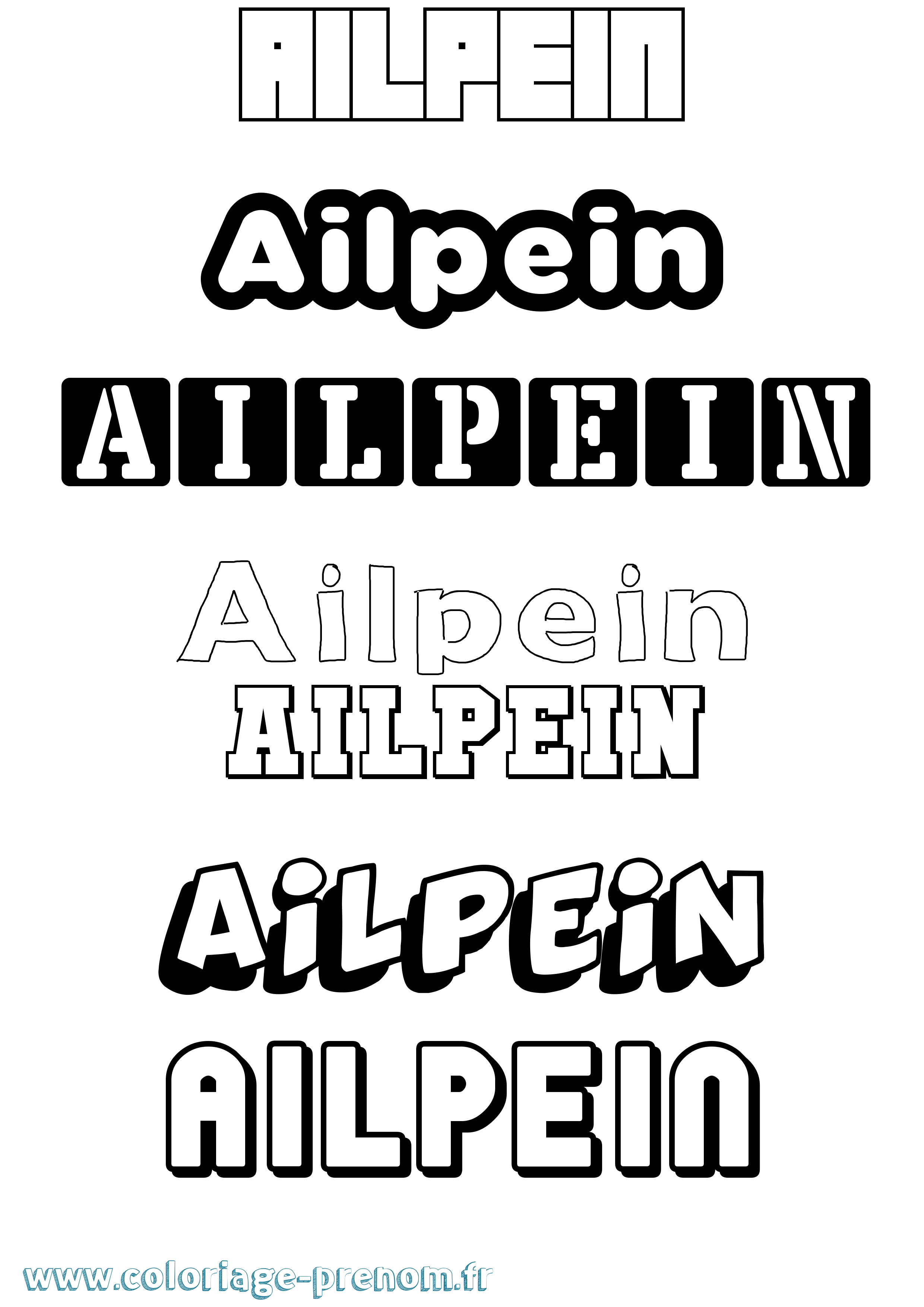 Coloriage prénom Ailpein Simple