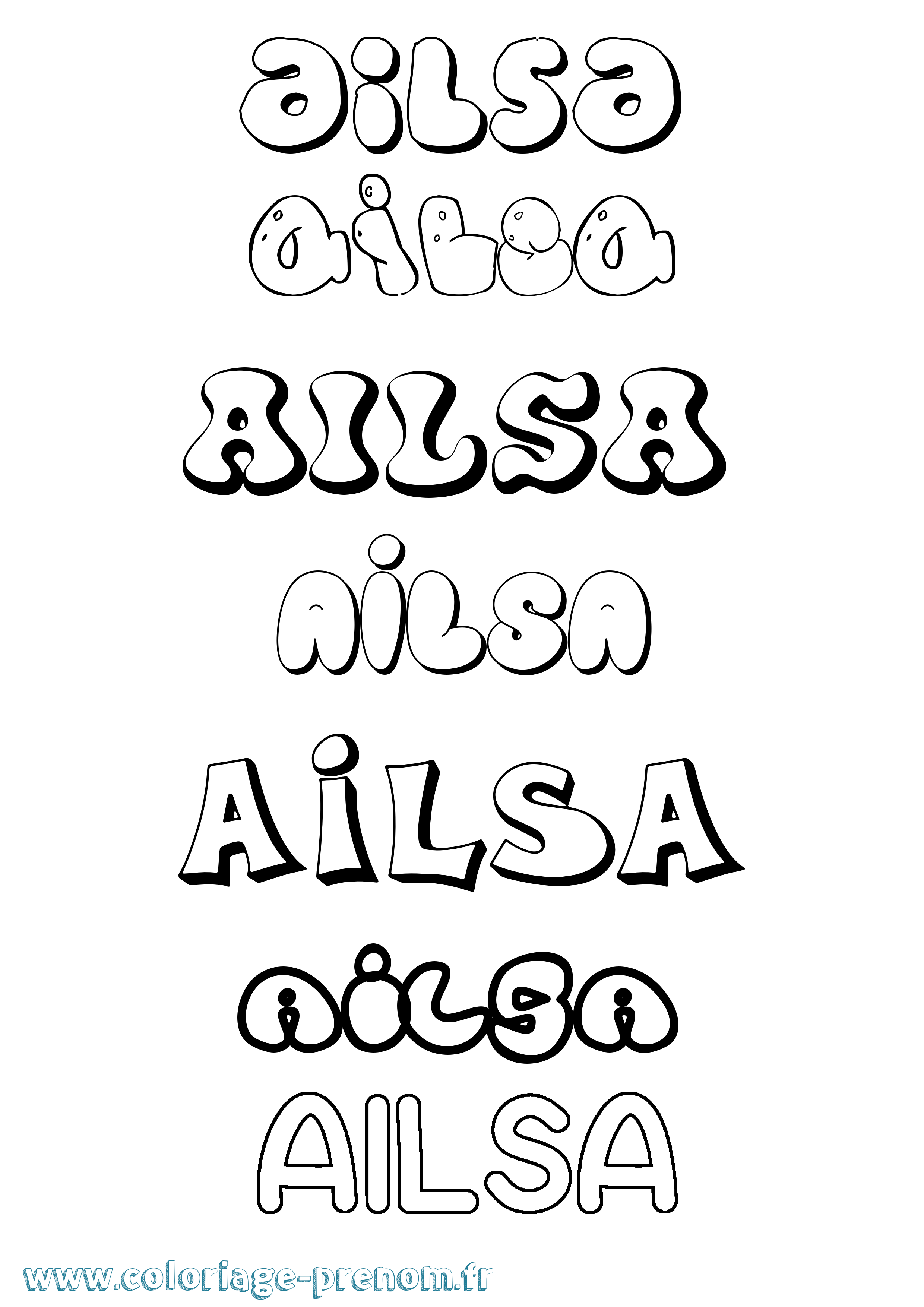 Coloriage prénom Ailsa Bubble