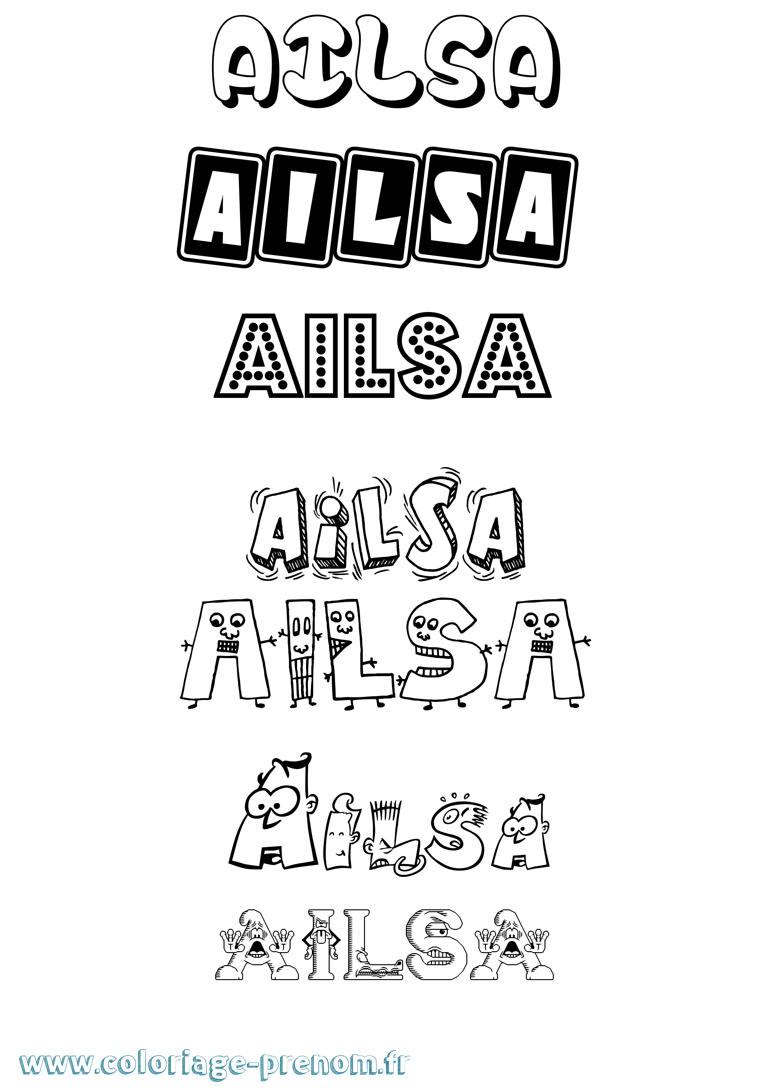 Coloriage prénom Ailsa Fun