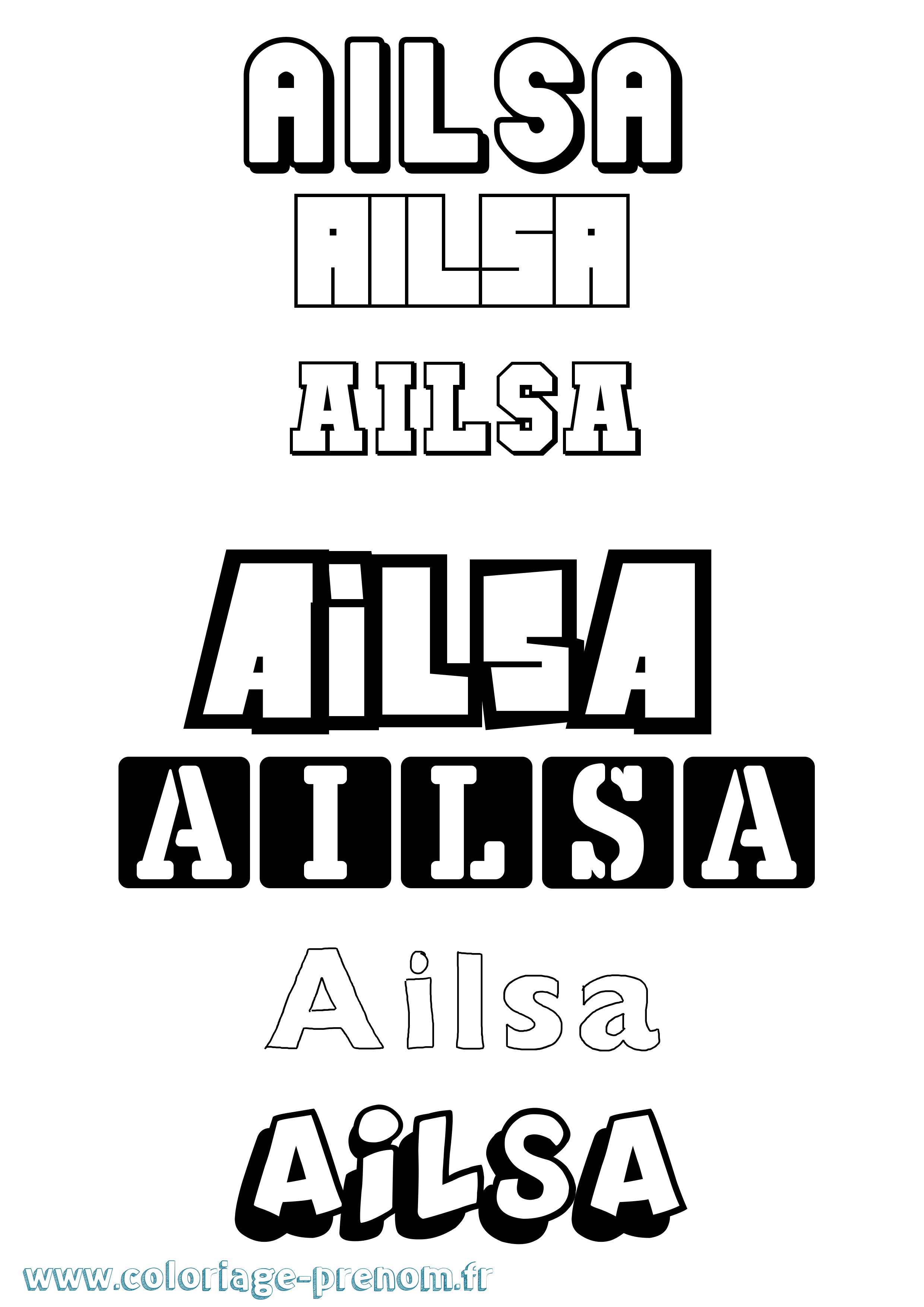 Coloriage prénom Ailsa Simple