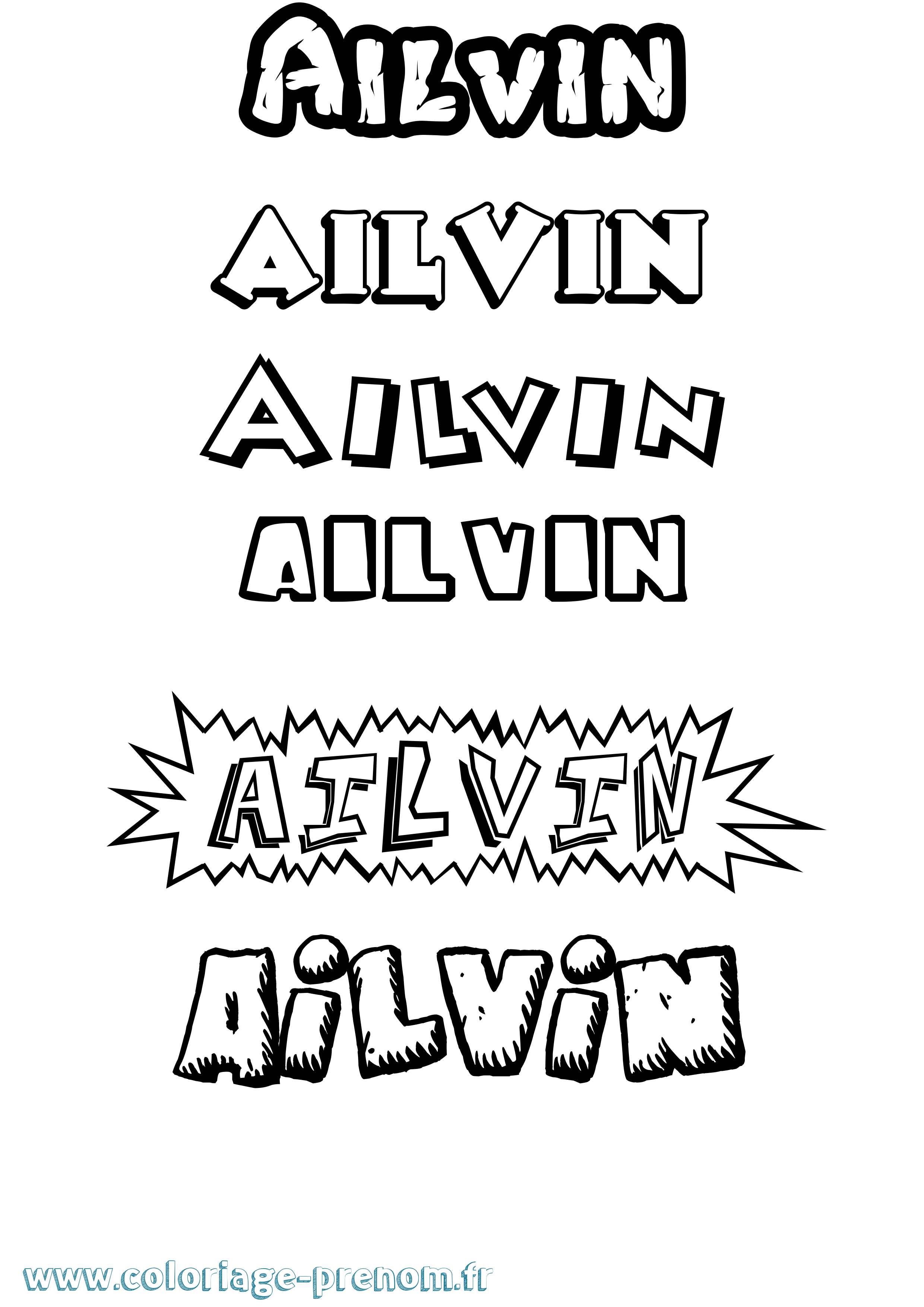 Coloriage prénom Ailvin Dessin Animé
