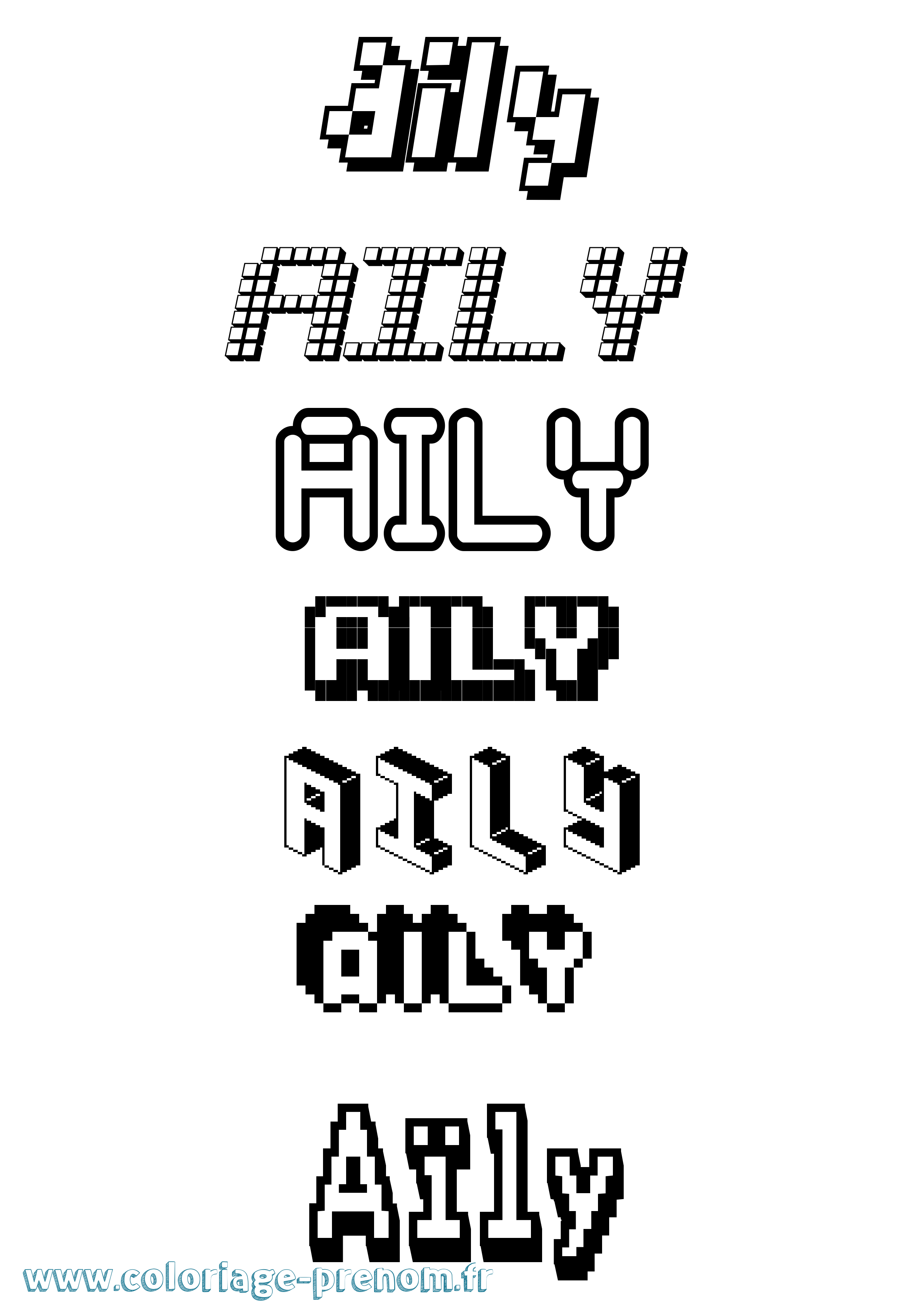 Coloriage prénom Aïly Pixel