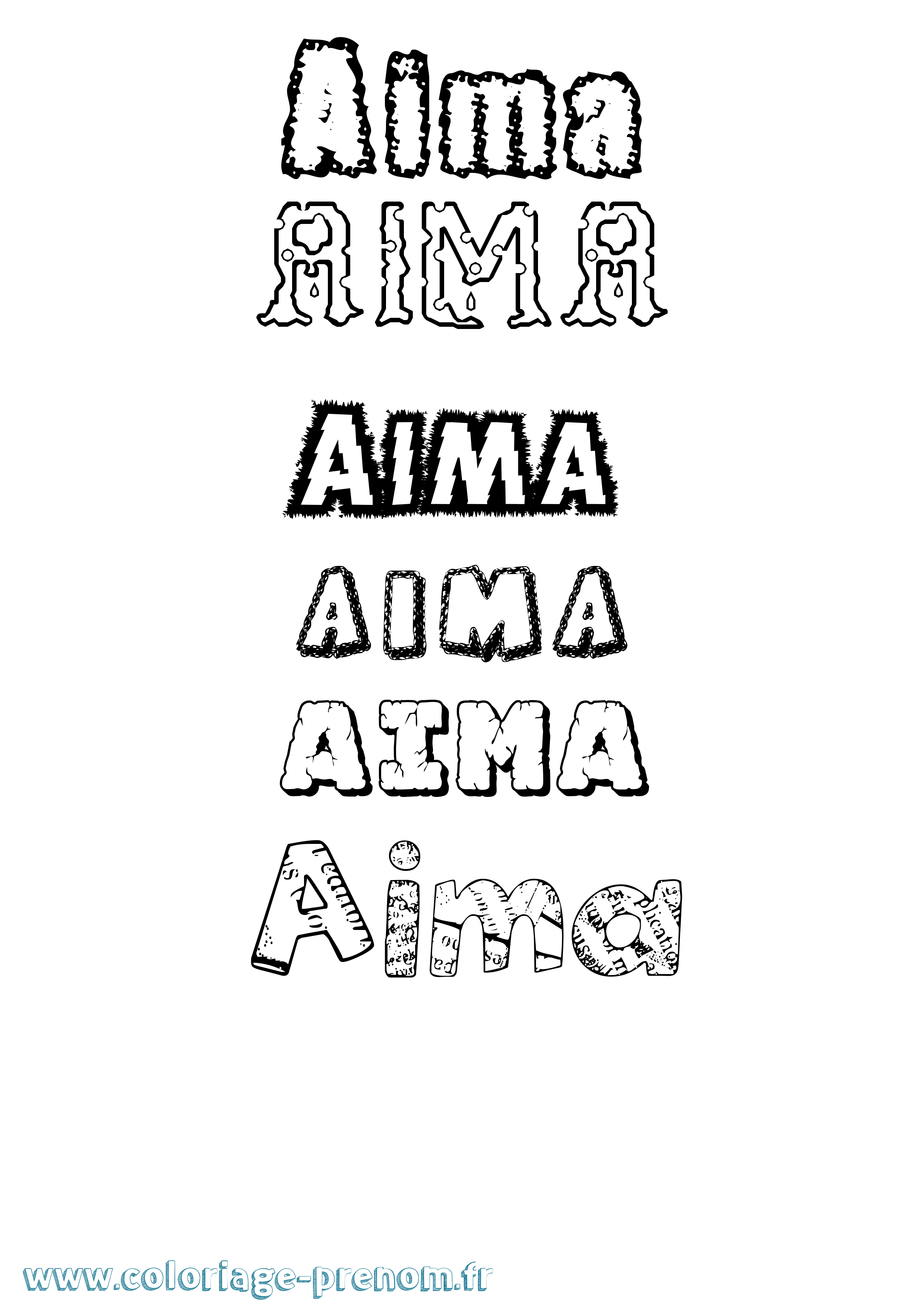 Coloriage prénom Aima Destructuré