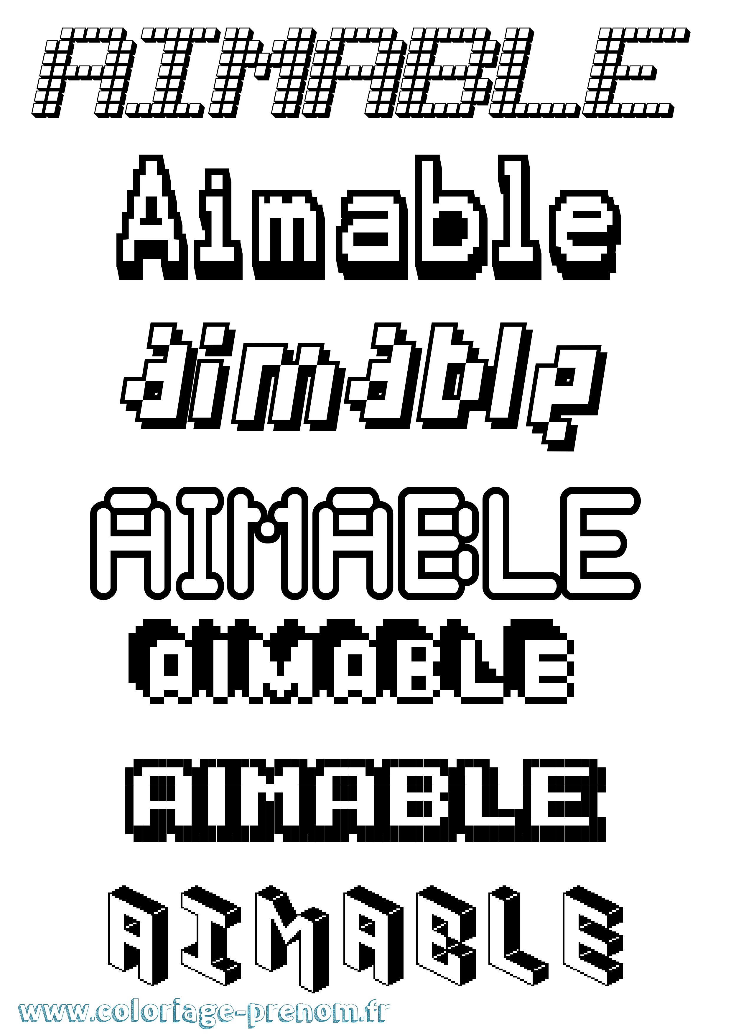 Coloriage prénom Aimable Pixel