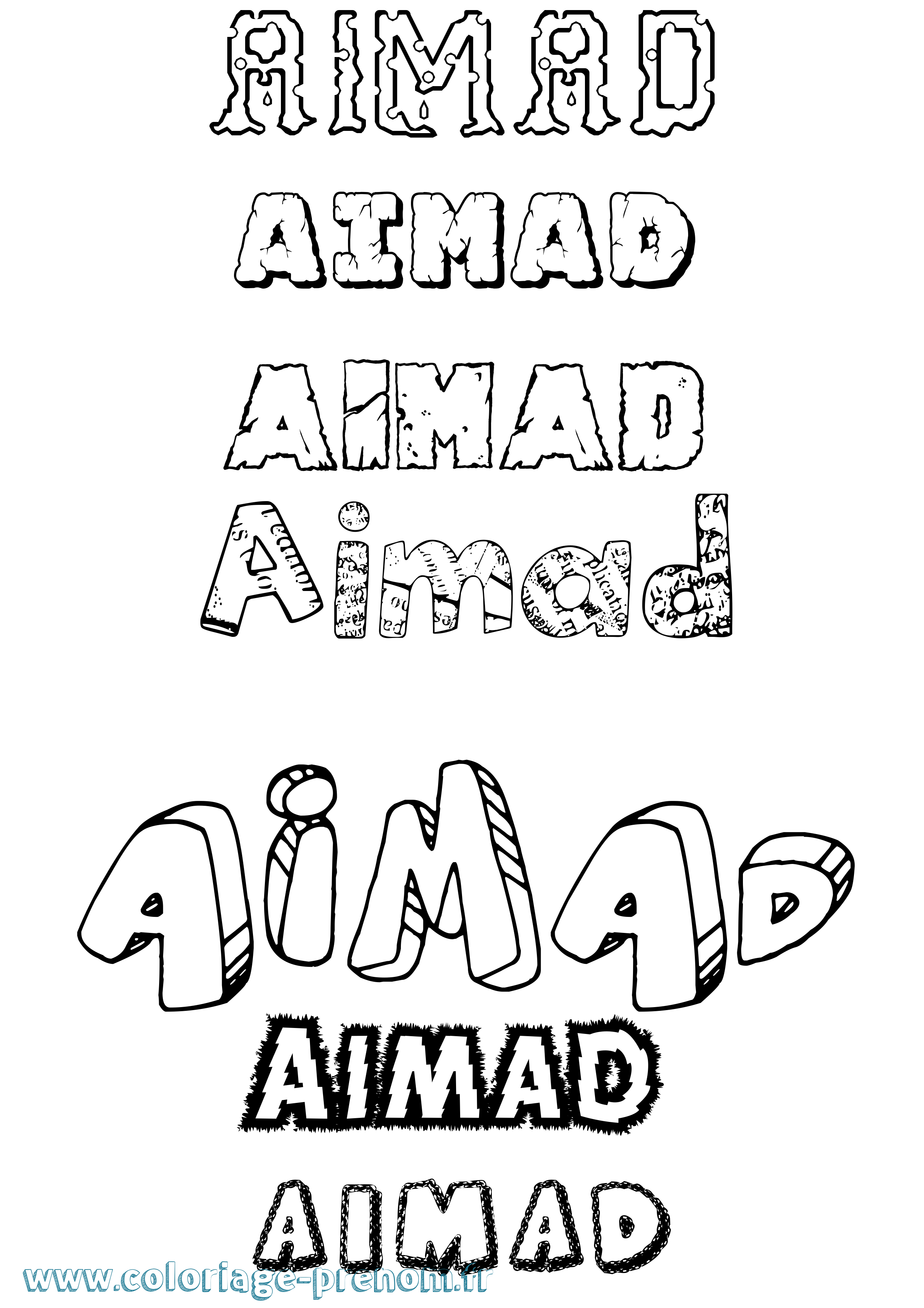 Coloriage Aimad Destructuré Coloriage prénom Aimad Destructuré