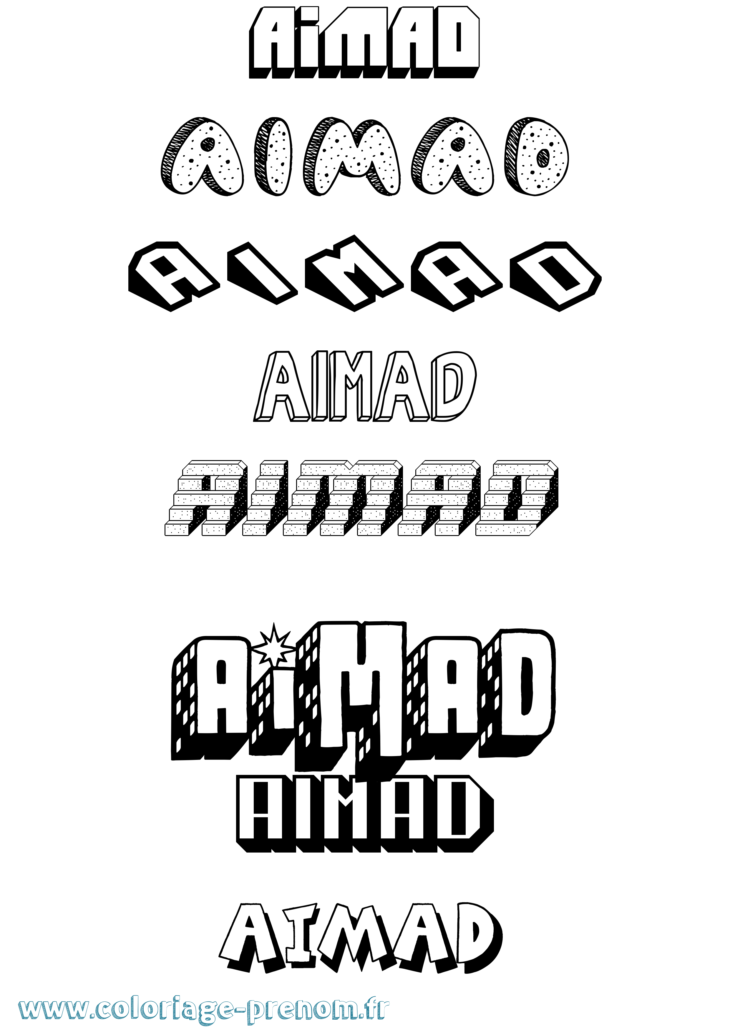 Coloriage Aimad Effet 3D Coloriage prénom Aimad Effet 3D