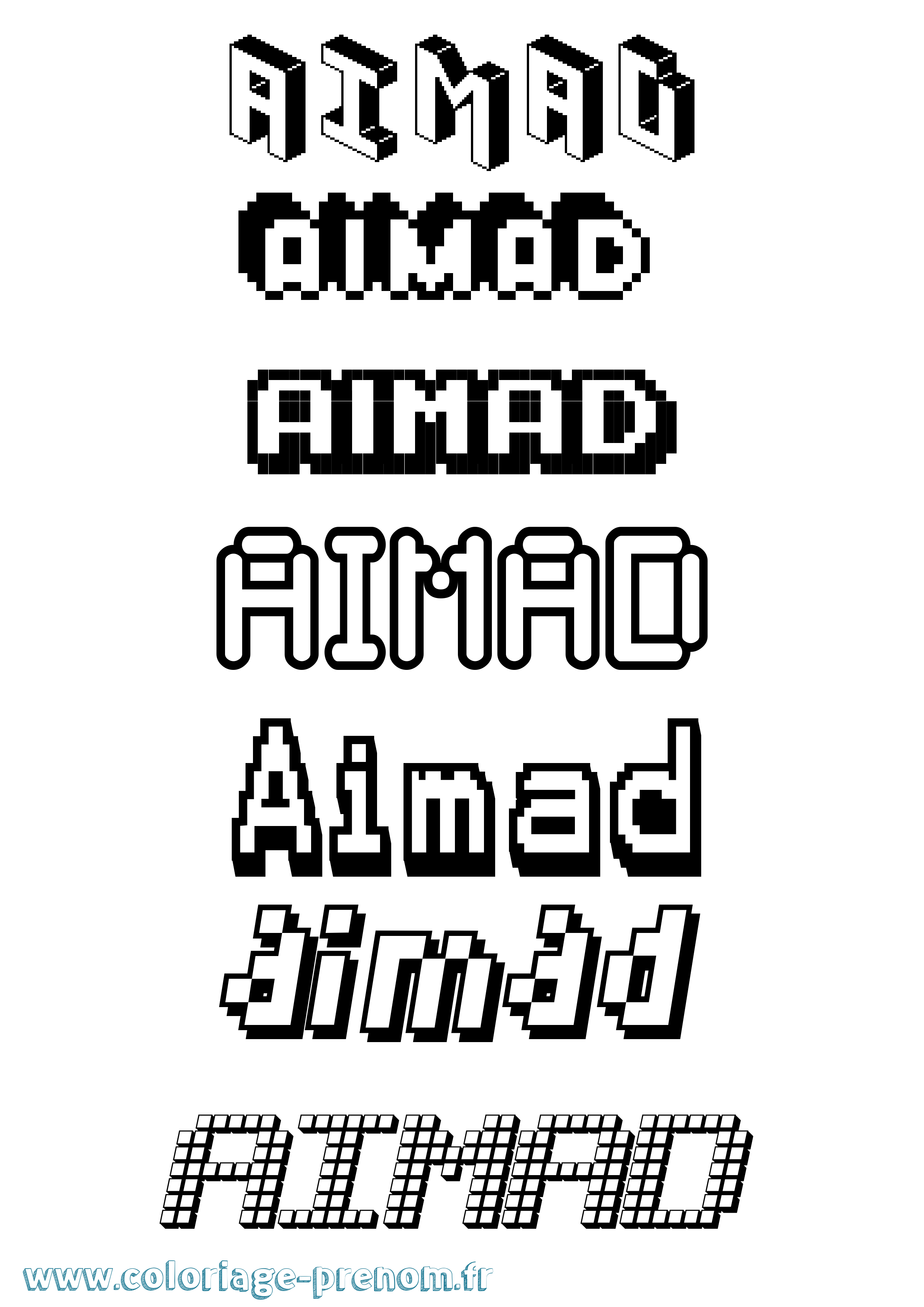 Coloriage Aimad Pixel Coloriage prénom Aimad Pixel