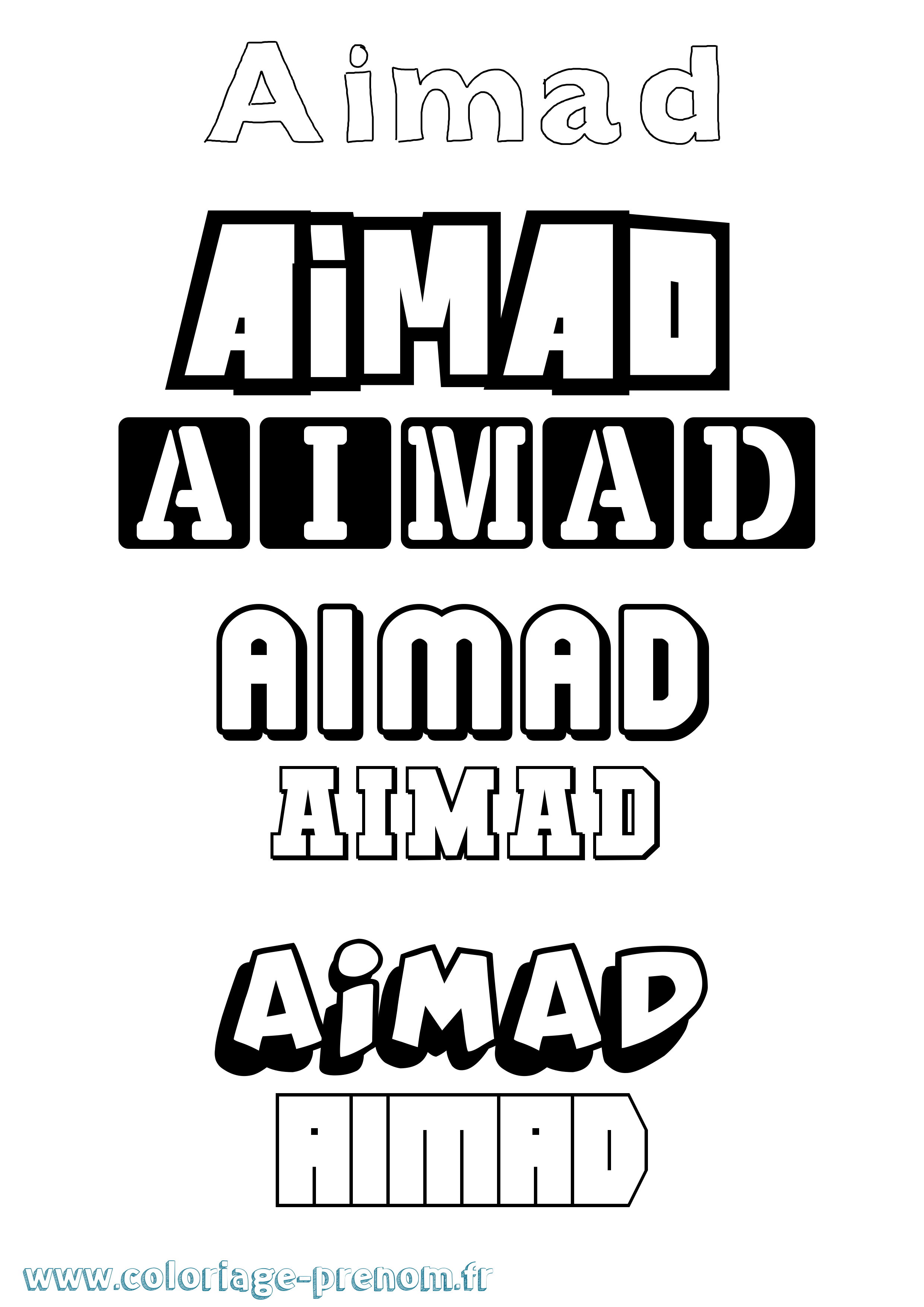 Coloriage Aimad Simple Coloriage prénom Aimad Simple