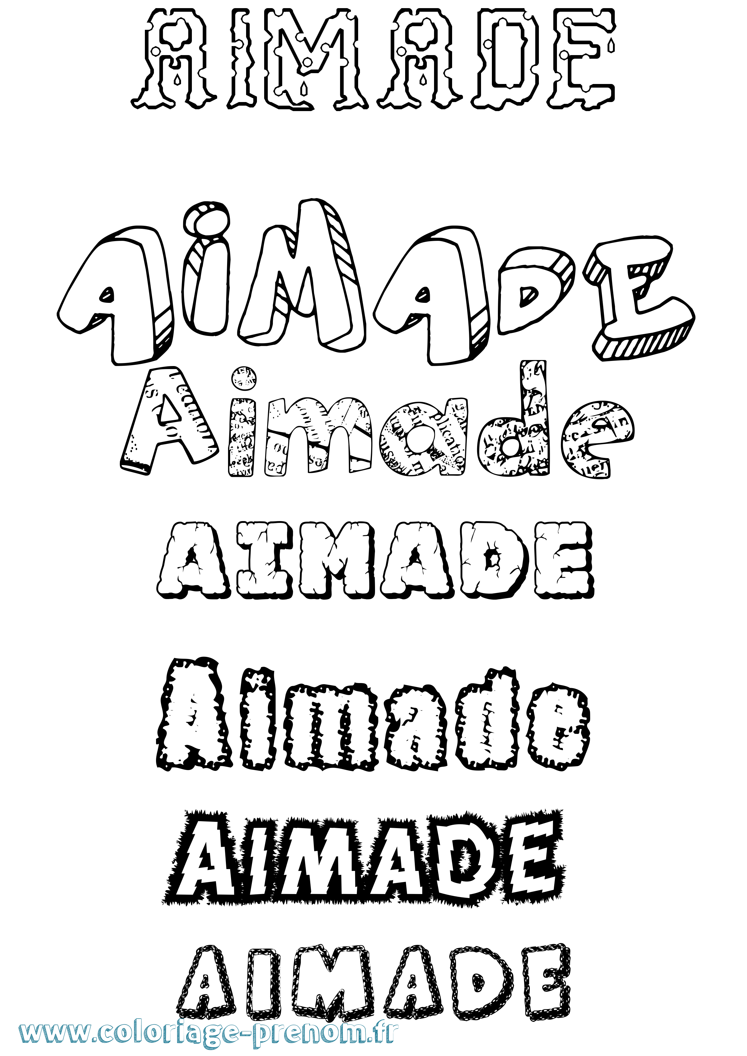 Coloriage prénom Aimade Destructuré