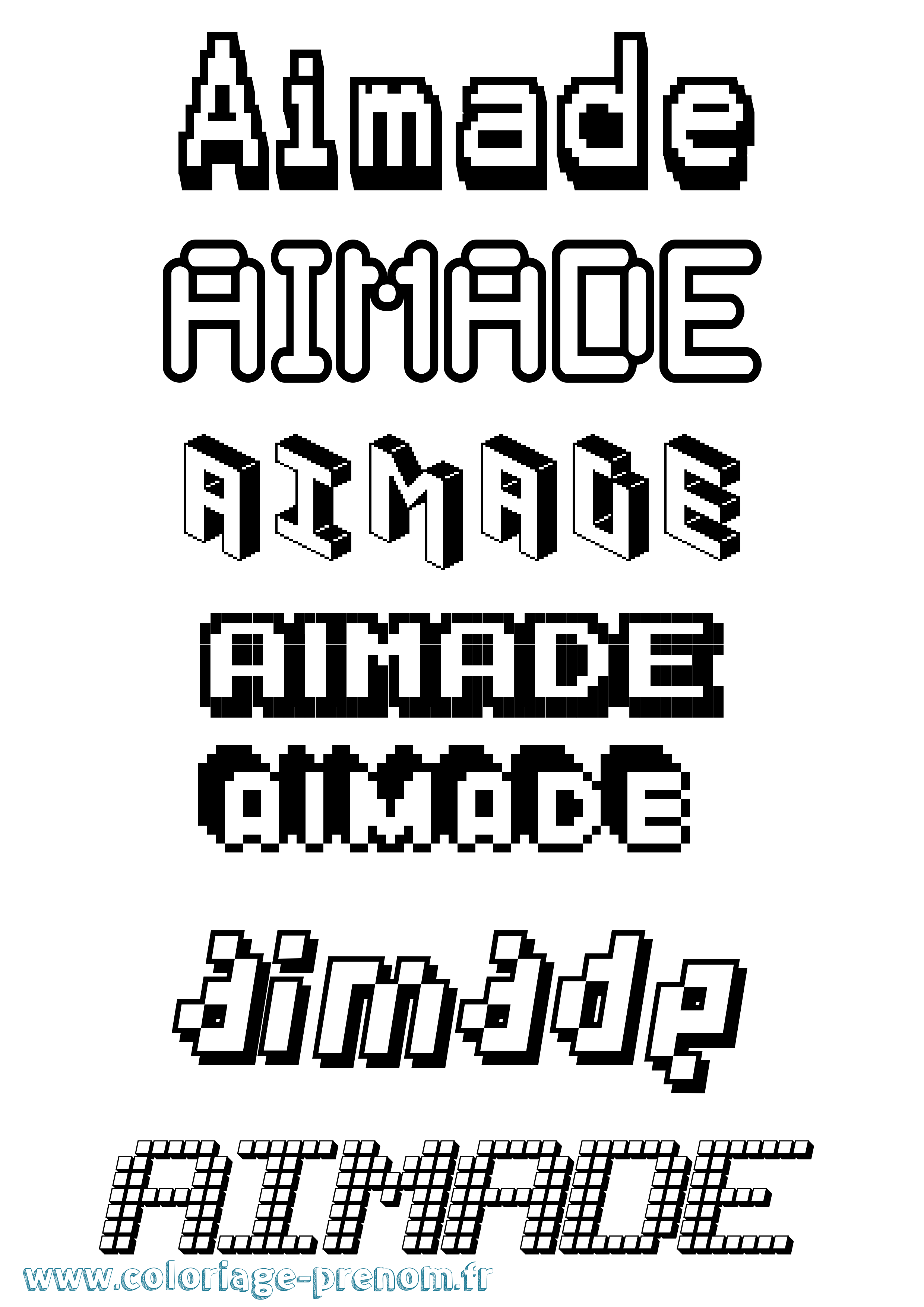 Coloriage prénom Aimade Pixel