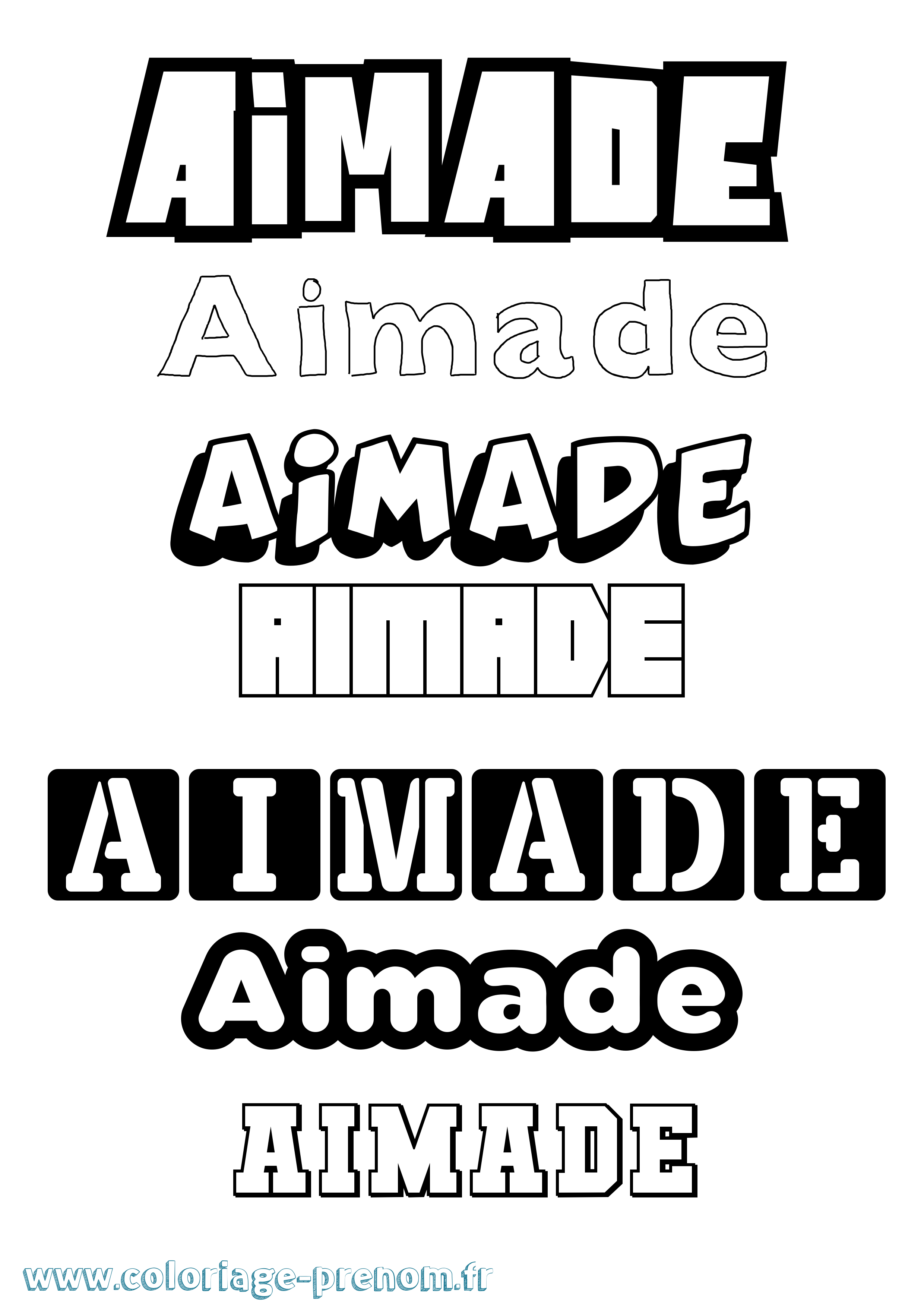 Coloriage prénom Aimade Simple