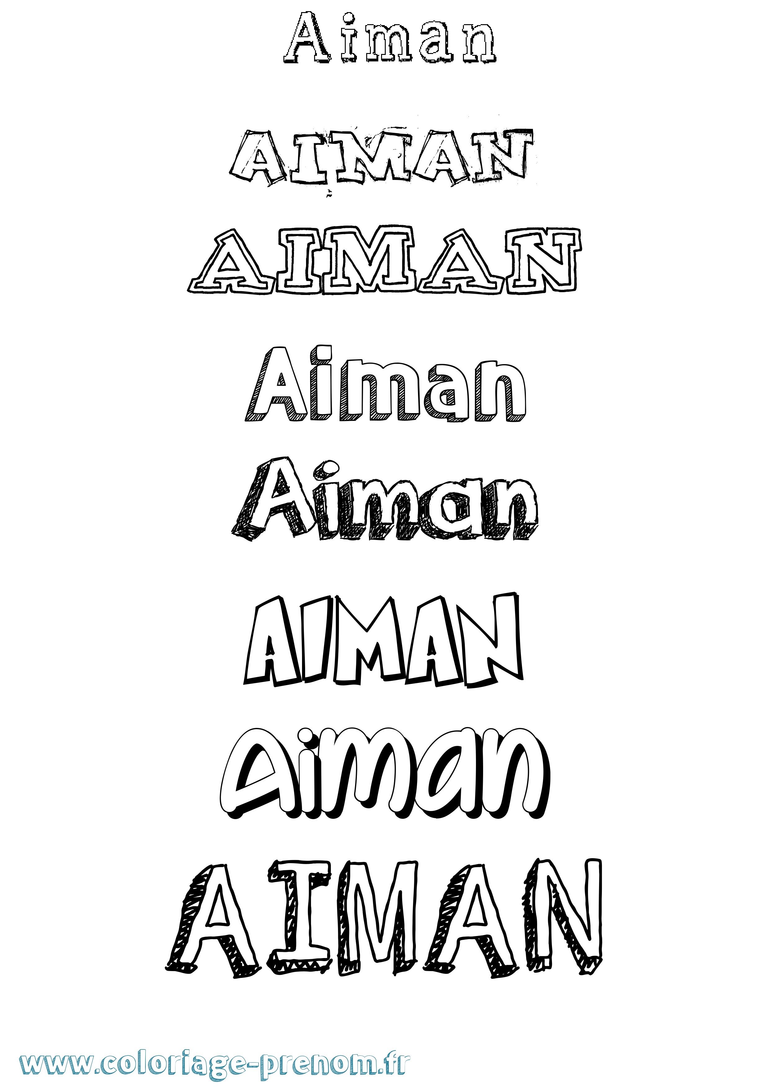 Coloriage prénom Aiman Dessiné