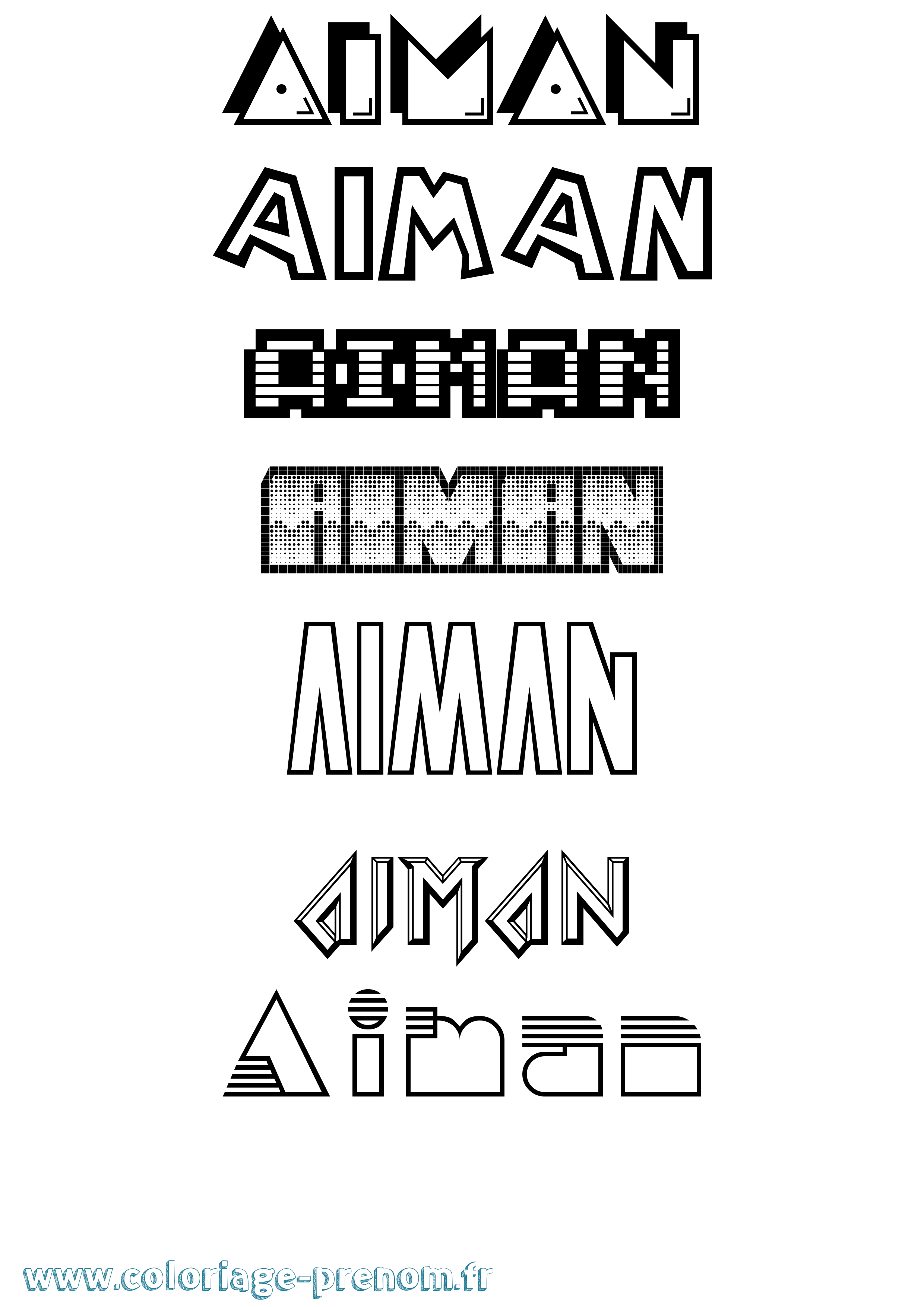 Coloriage prénom Aiman Jeux Vidéos