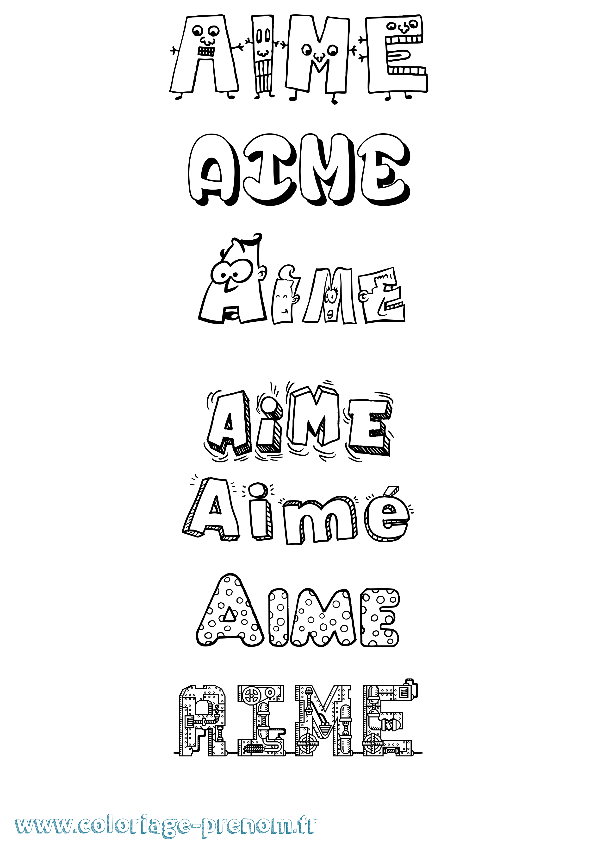 Coloriage prénom Aimé