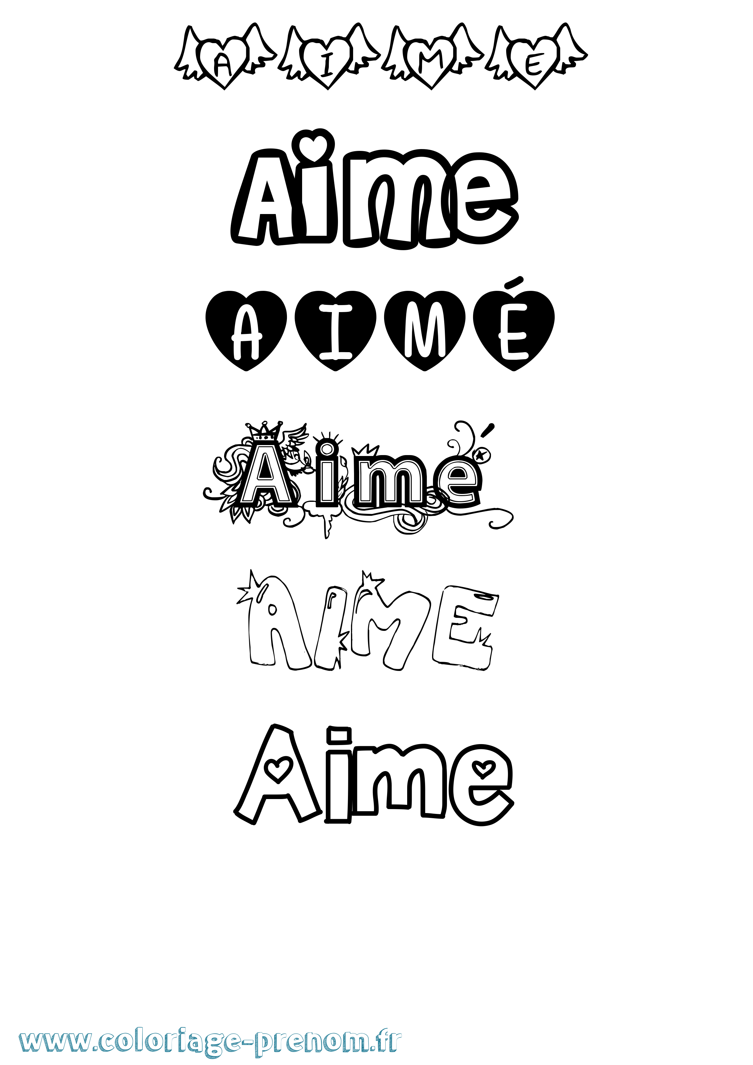 Coloriage prénom Aimé