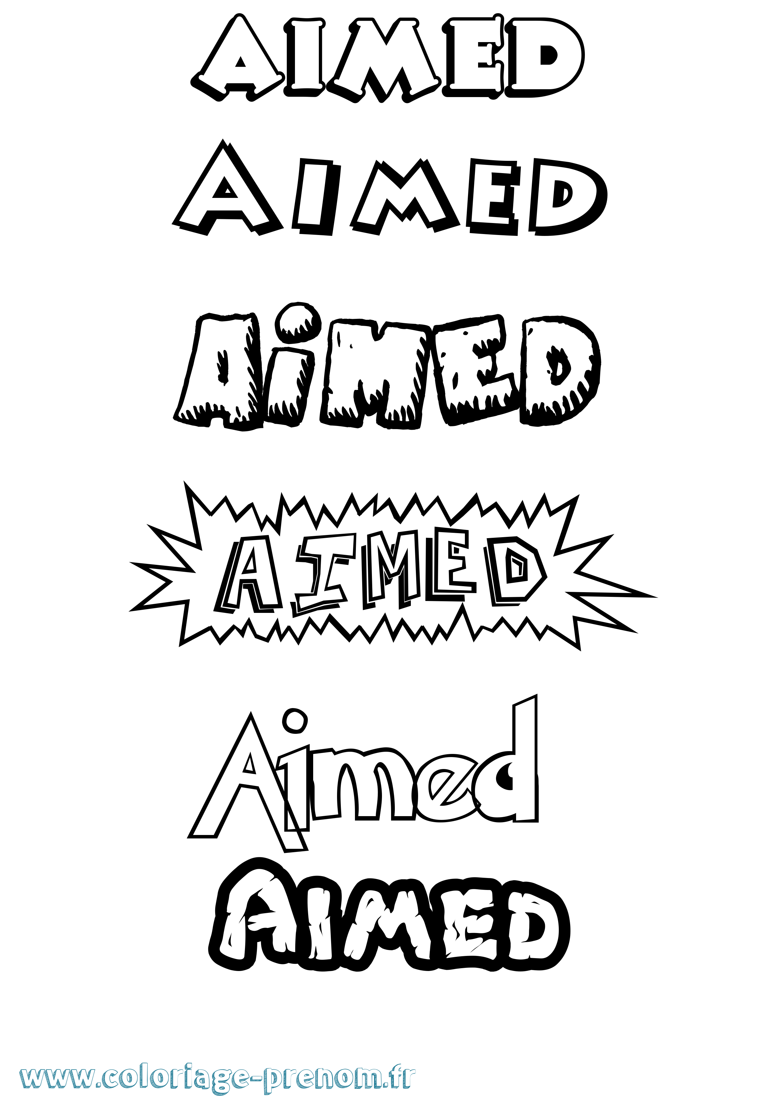 Coloriage Aimed Dessin Animé Coloriage prénom Aimed Dessin Animé
