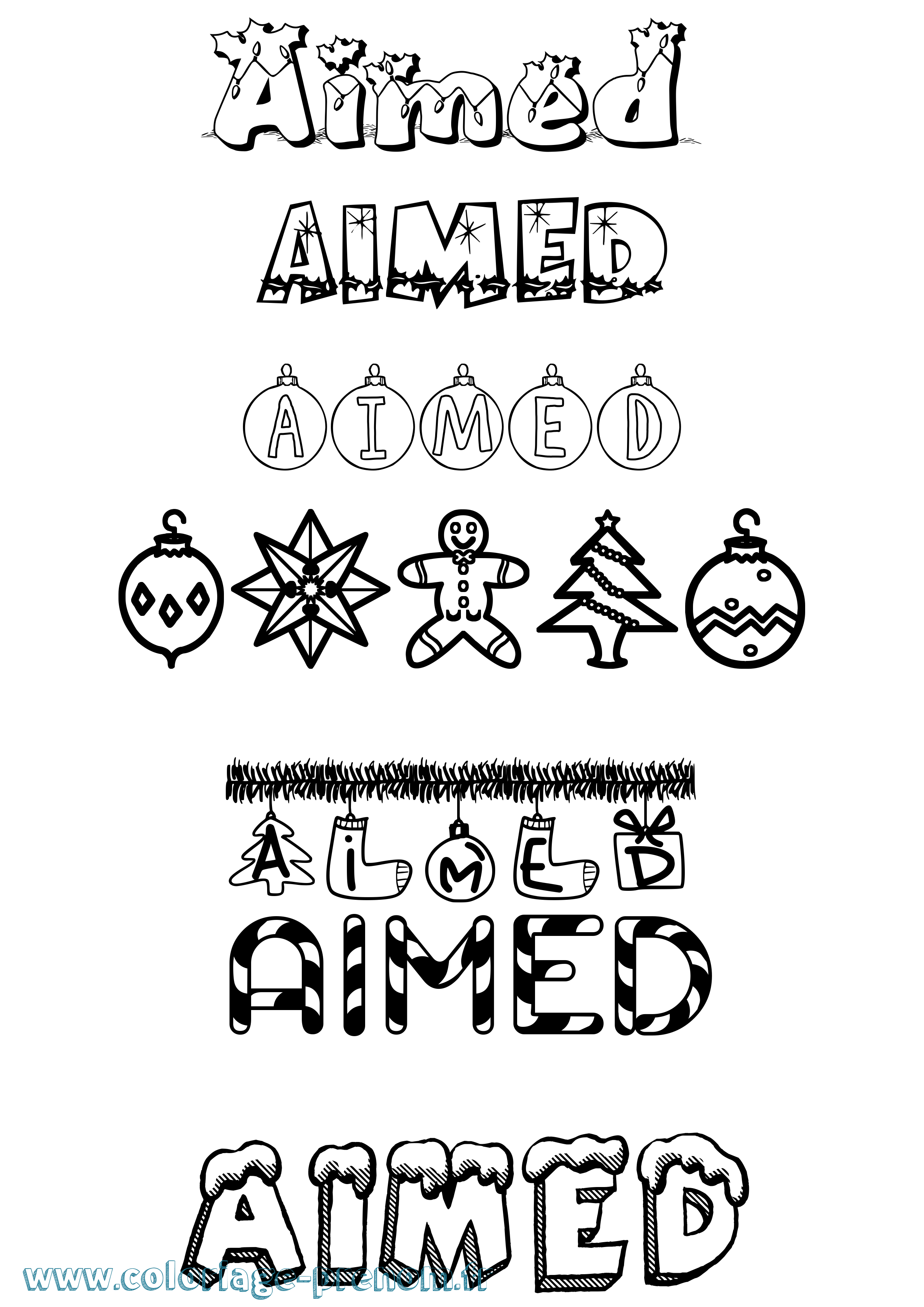 Coloriage Aimed Noël Coloriage prénom Aimed Noël