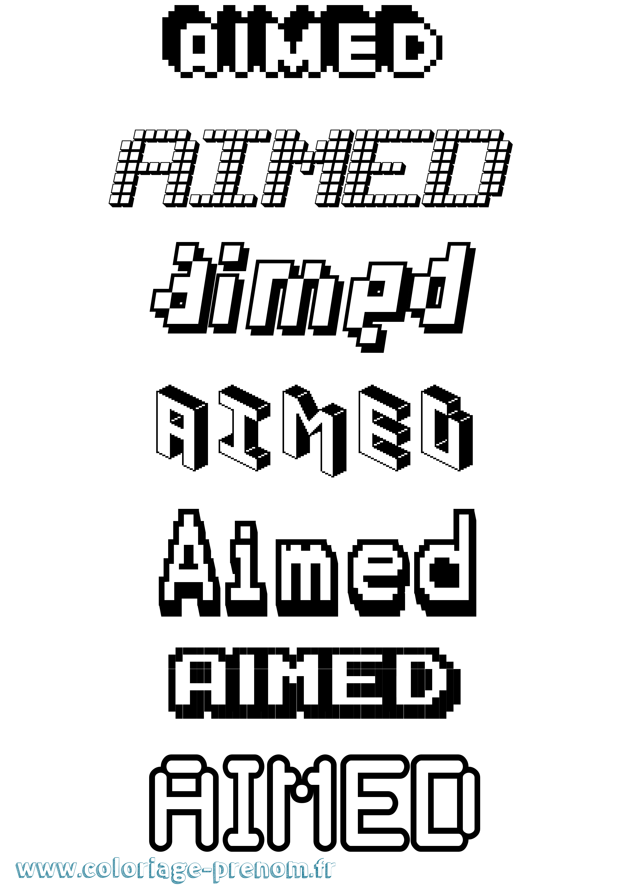 Coloriage prénom Aimed Pixel