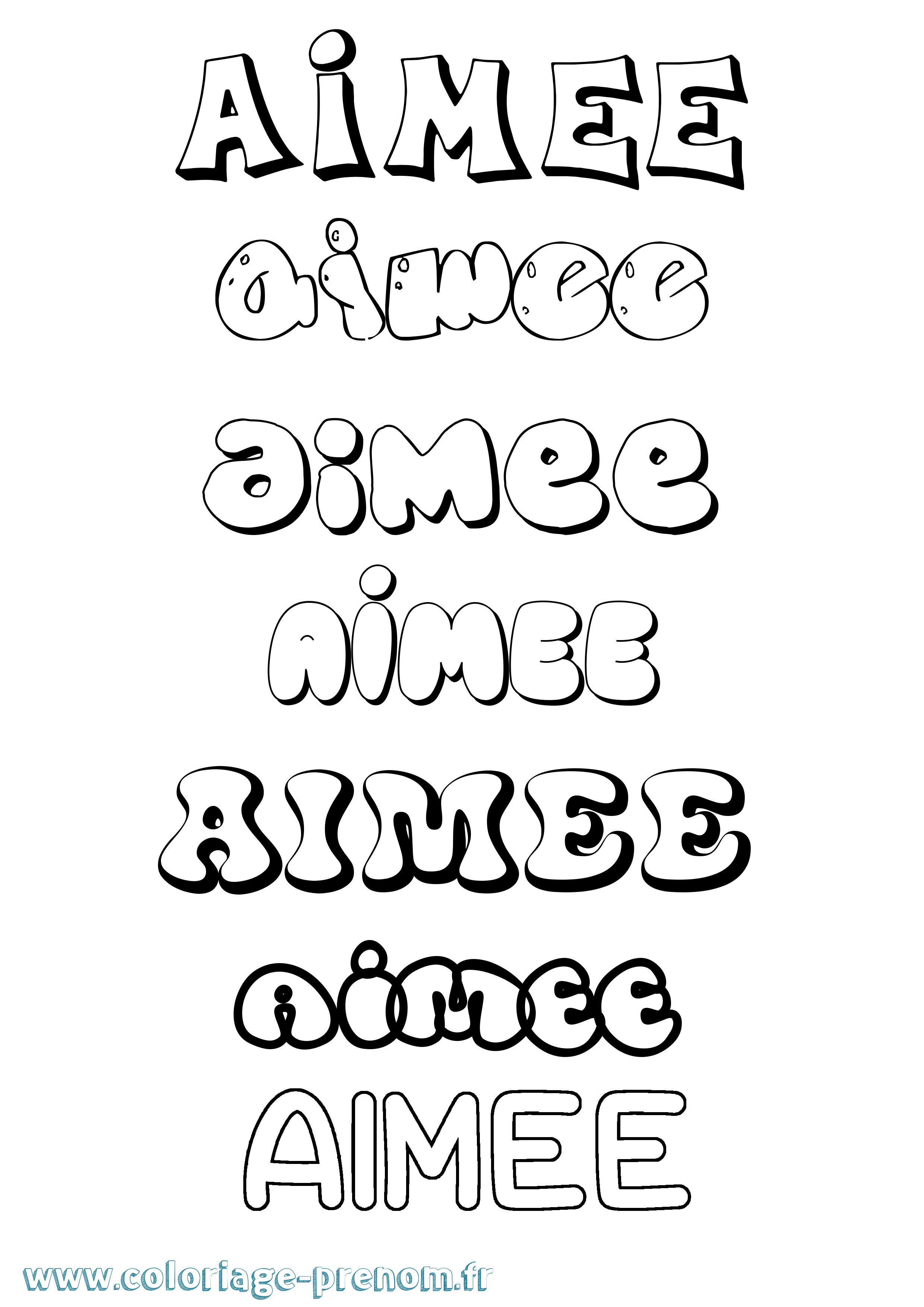 Coloriage prénom Aimee Bubble