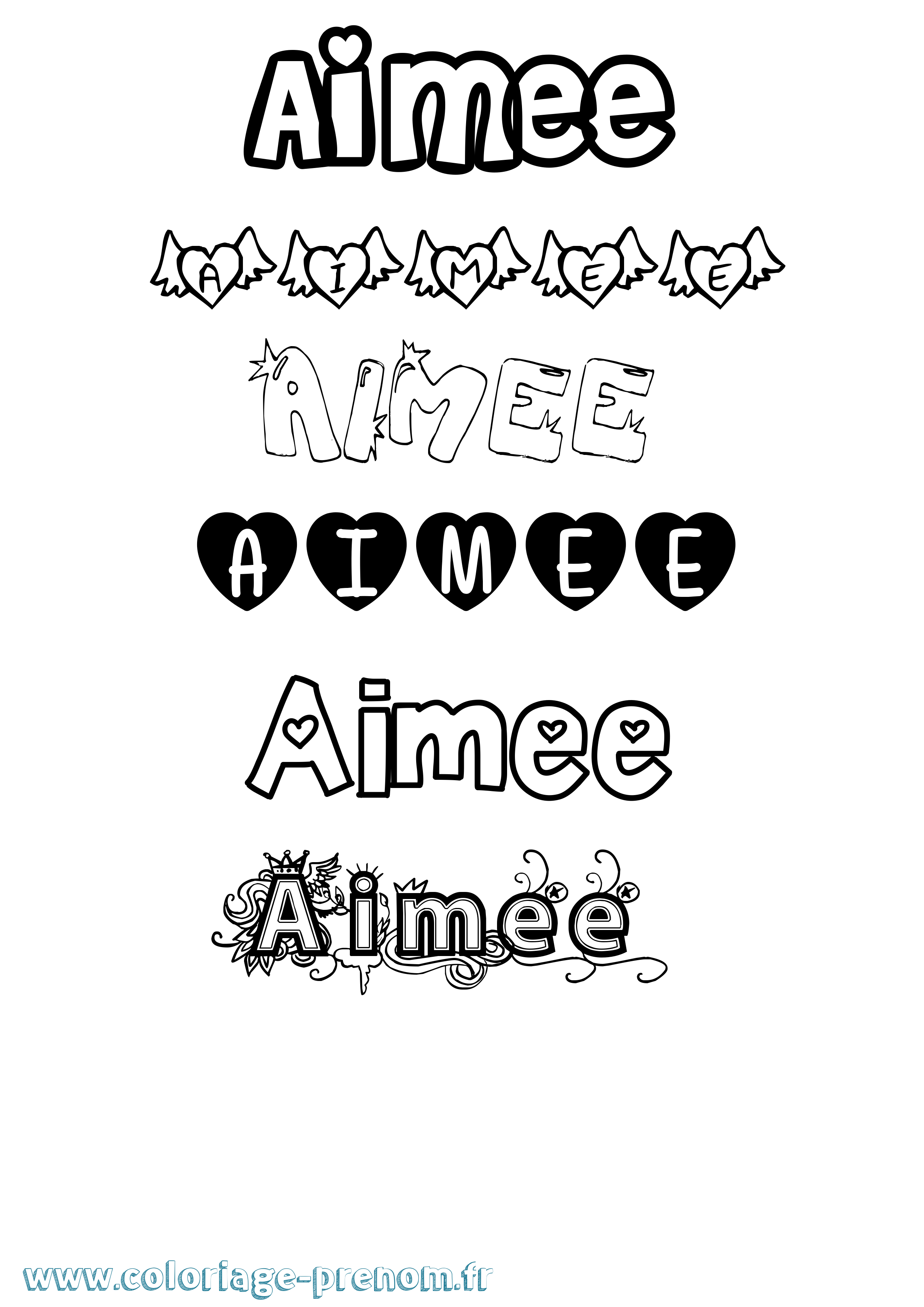 Coloriage prénom Aimee Girly