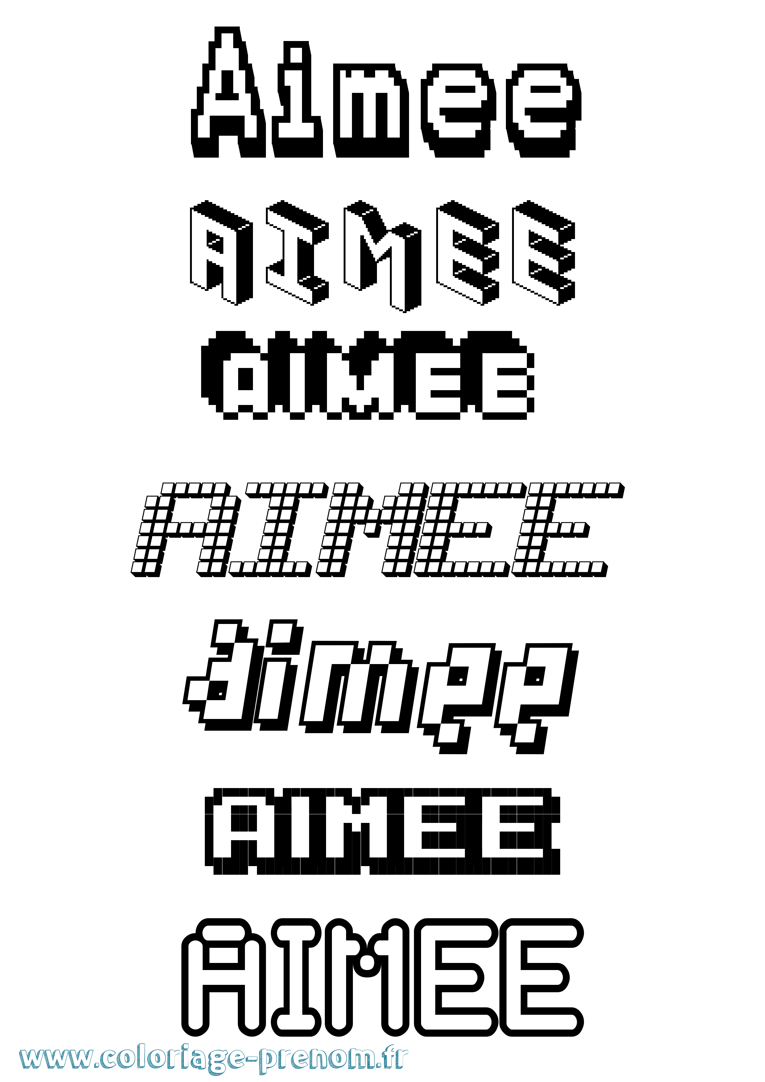 Coloriage prénom Aimee Pixel