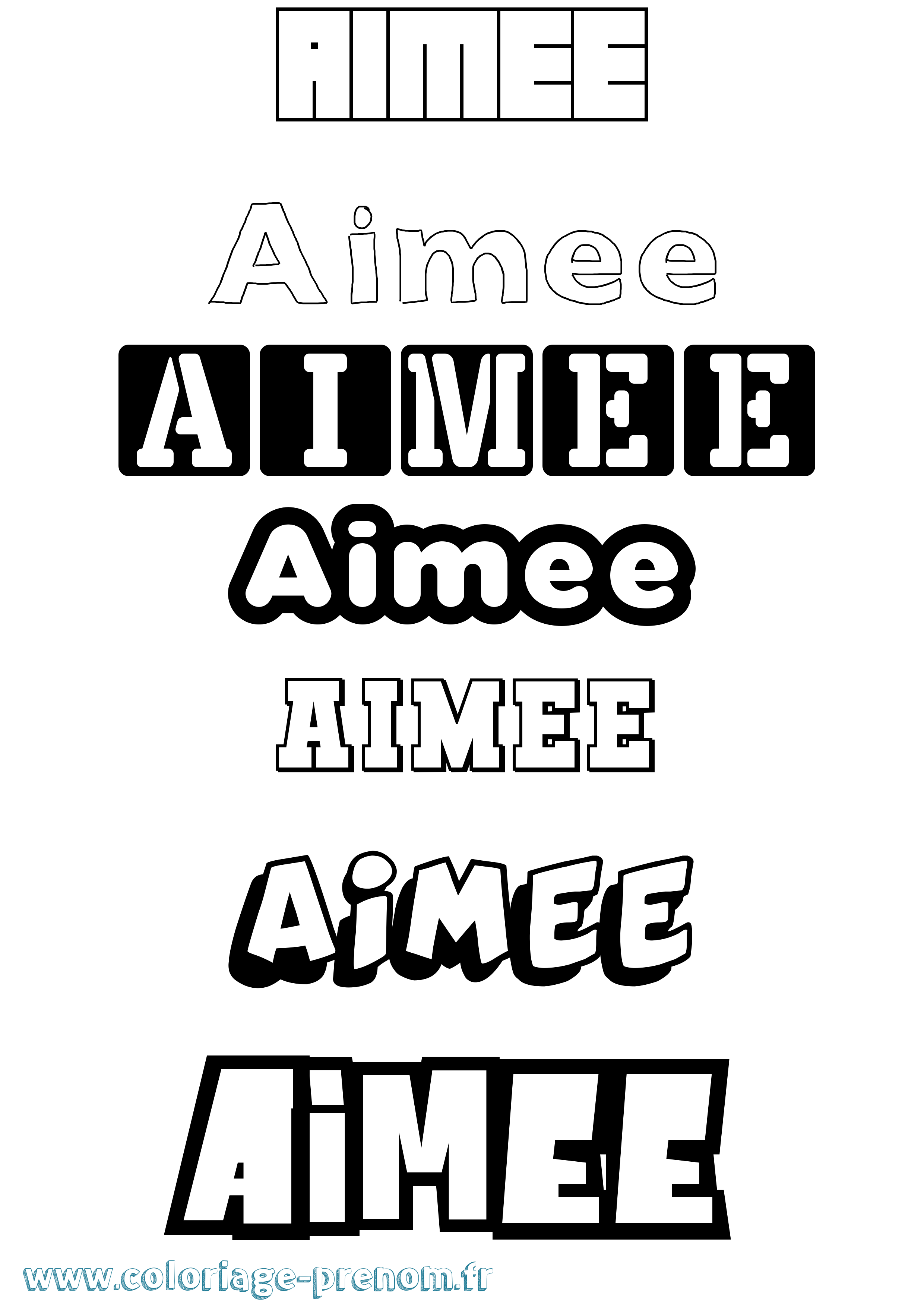 Coloriage prénom Aimee Simple