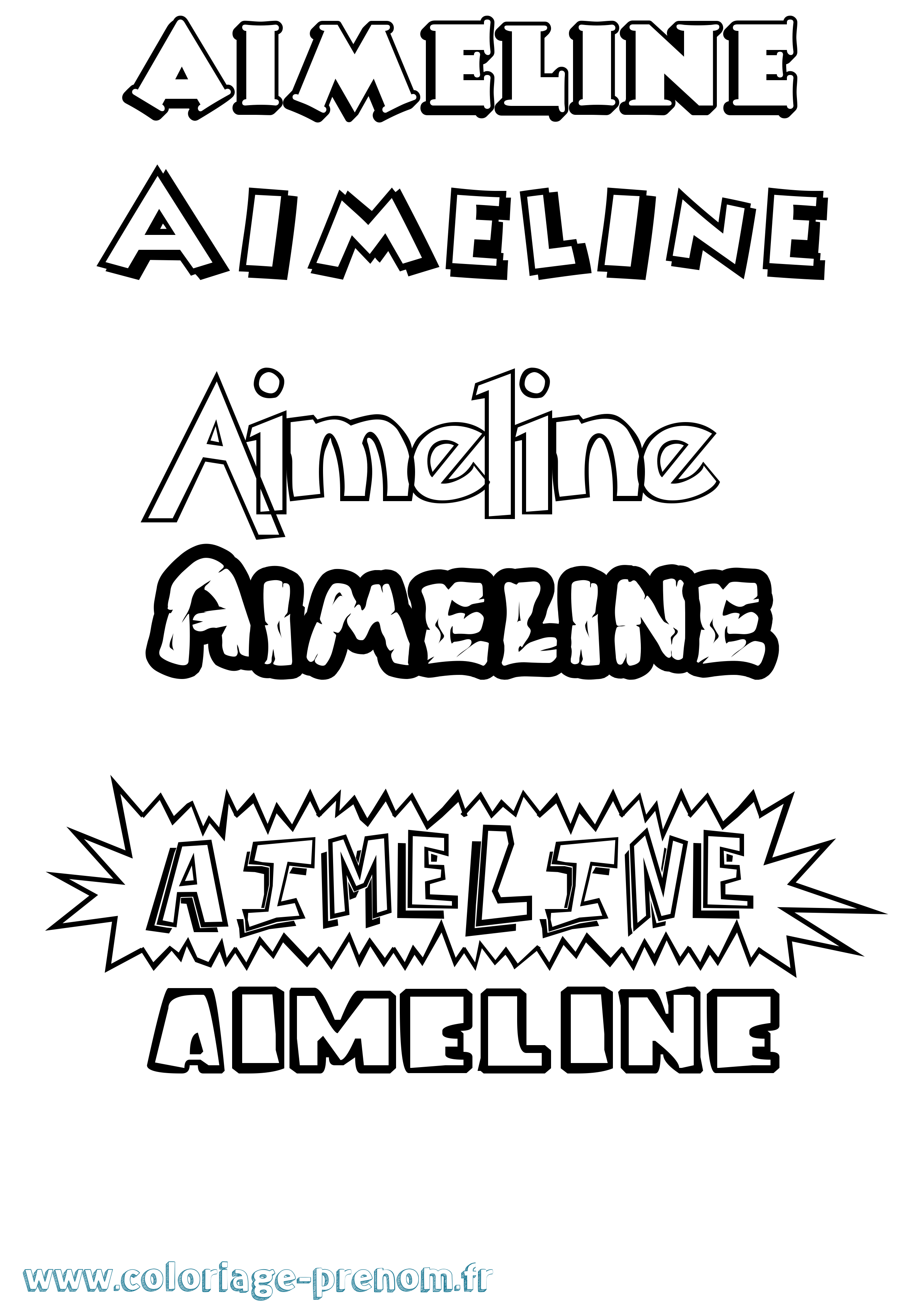 Coloriage prénom Aimeline Dessin Animé