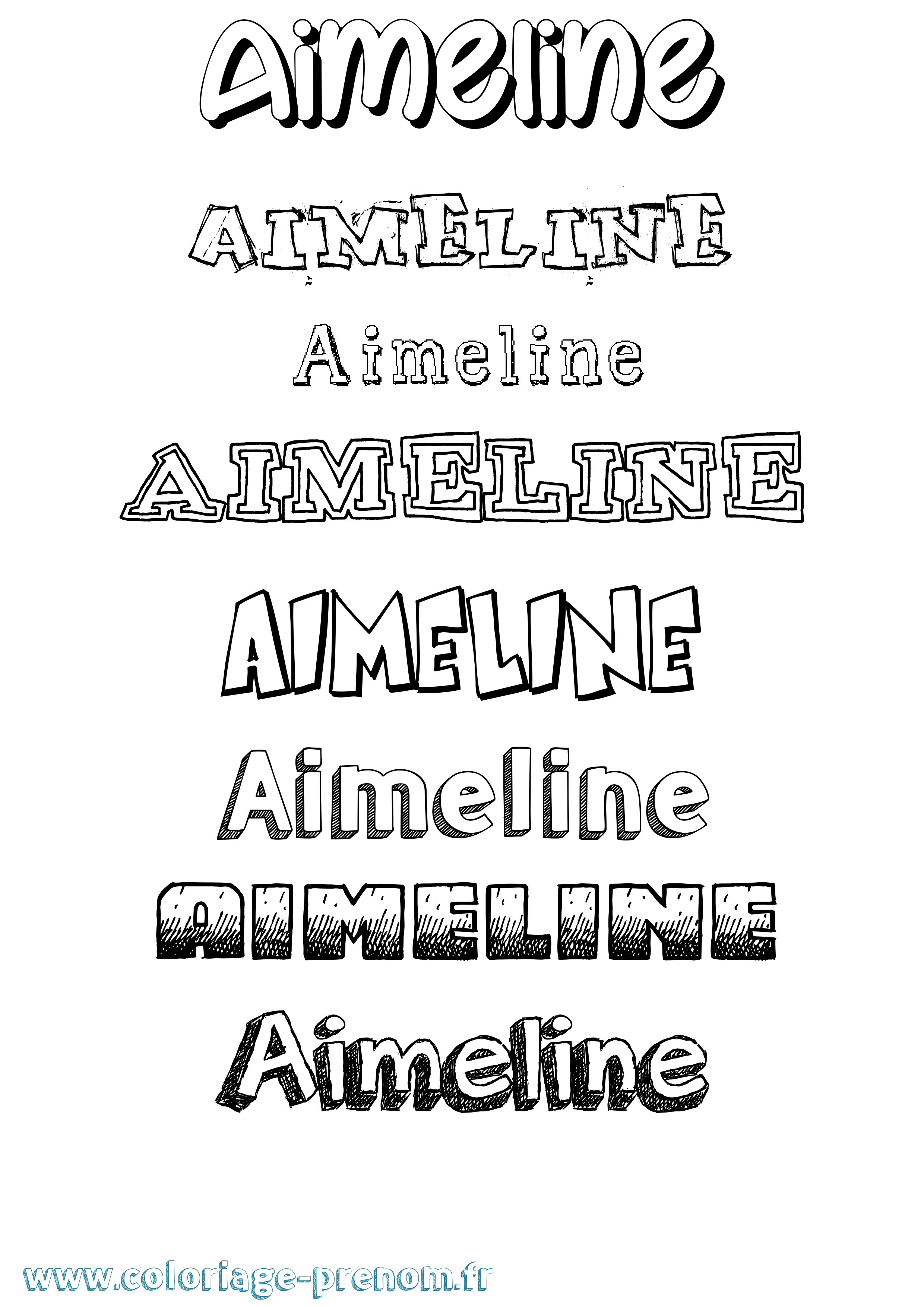 Coloriage prénom Aimeline Dessiné
