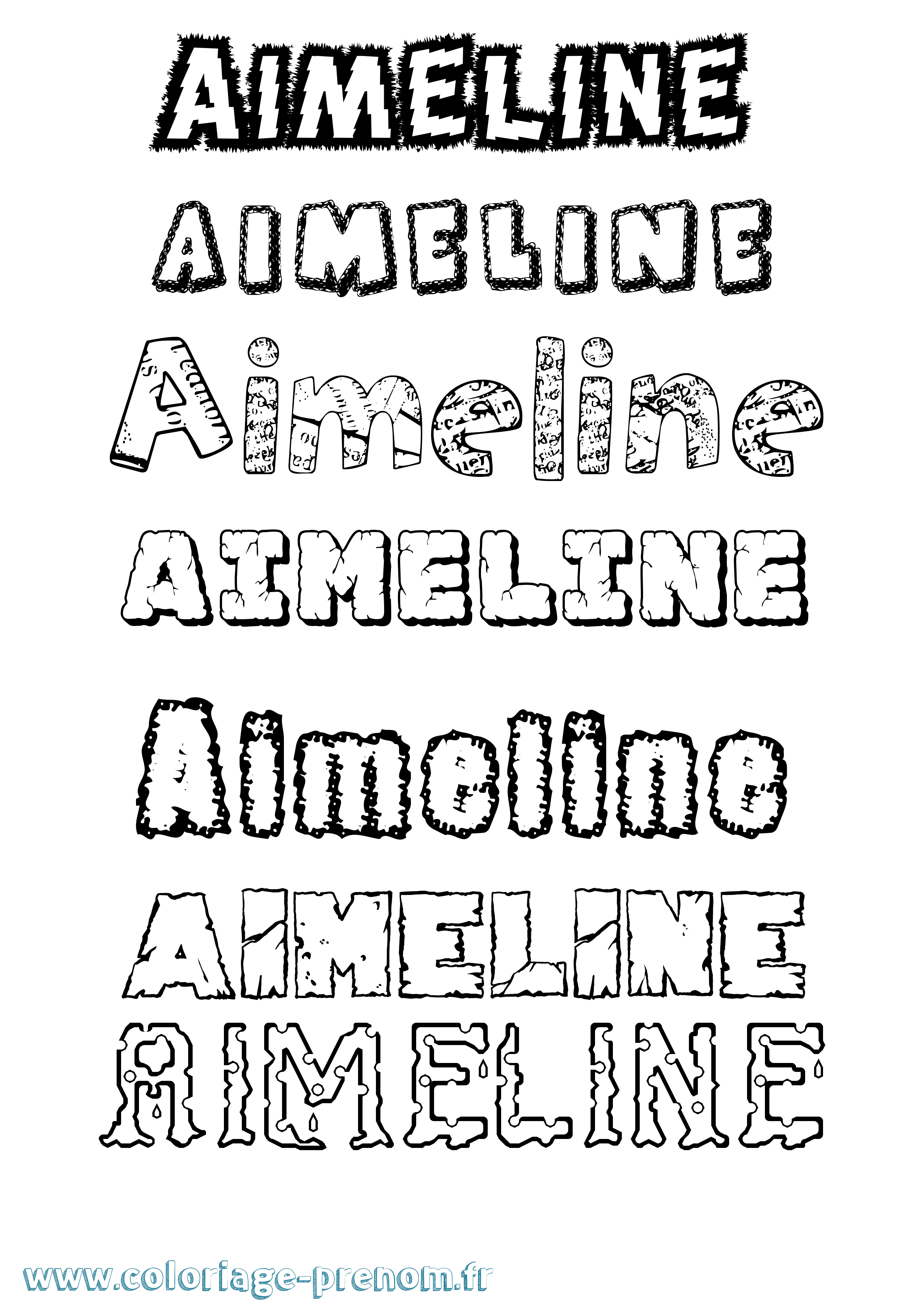 Coloriage prénom Aimeline Destructuré