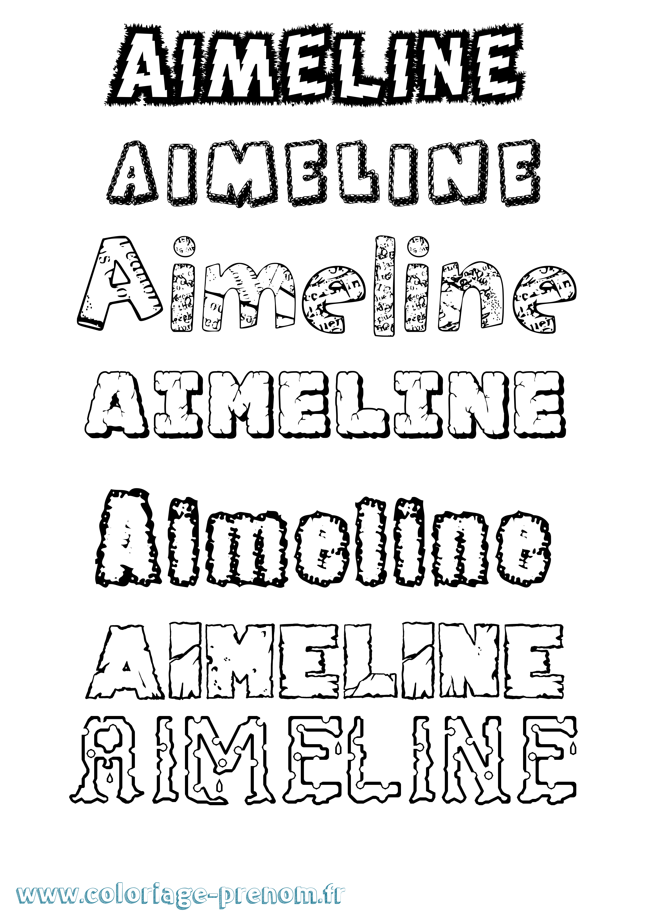 Coloriage Aimeline Destructuré Coloriage prénom Aimeline Destructuré