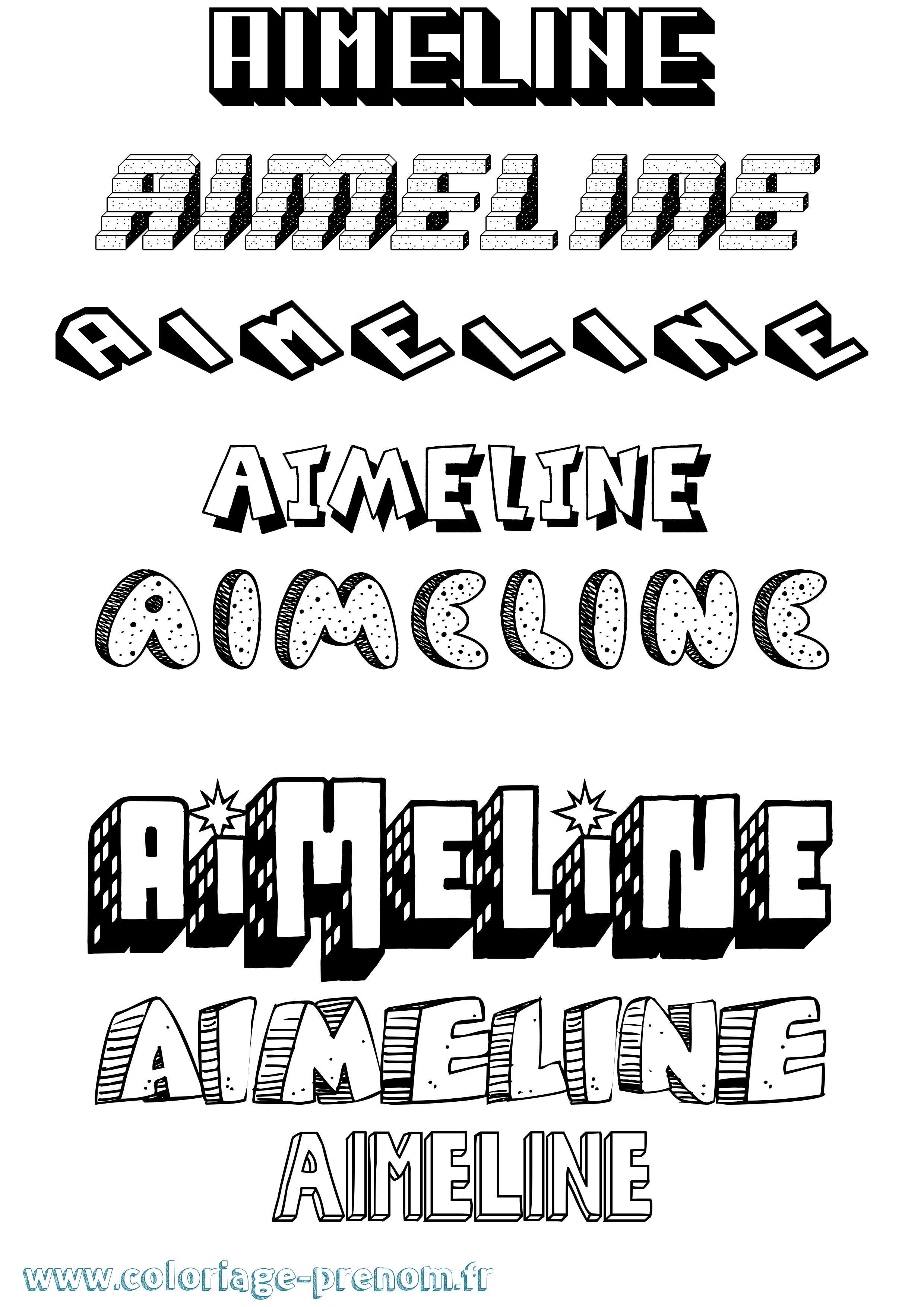 Coloriage Aimeline Effet 3D Coloriage prénom Aimeline Effet 3D