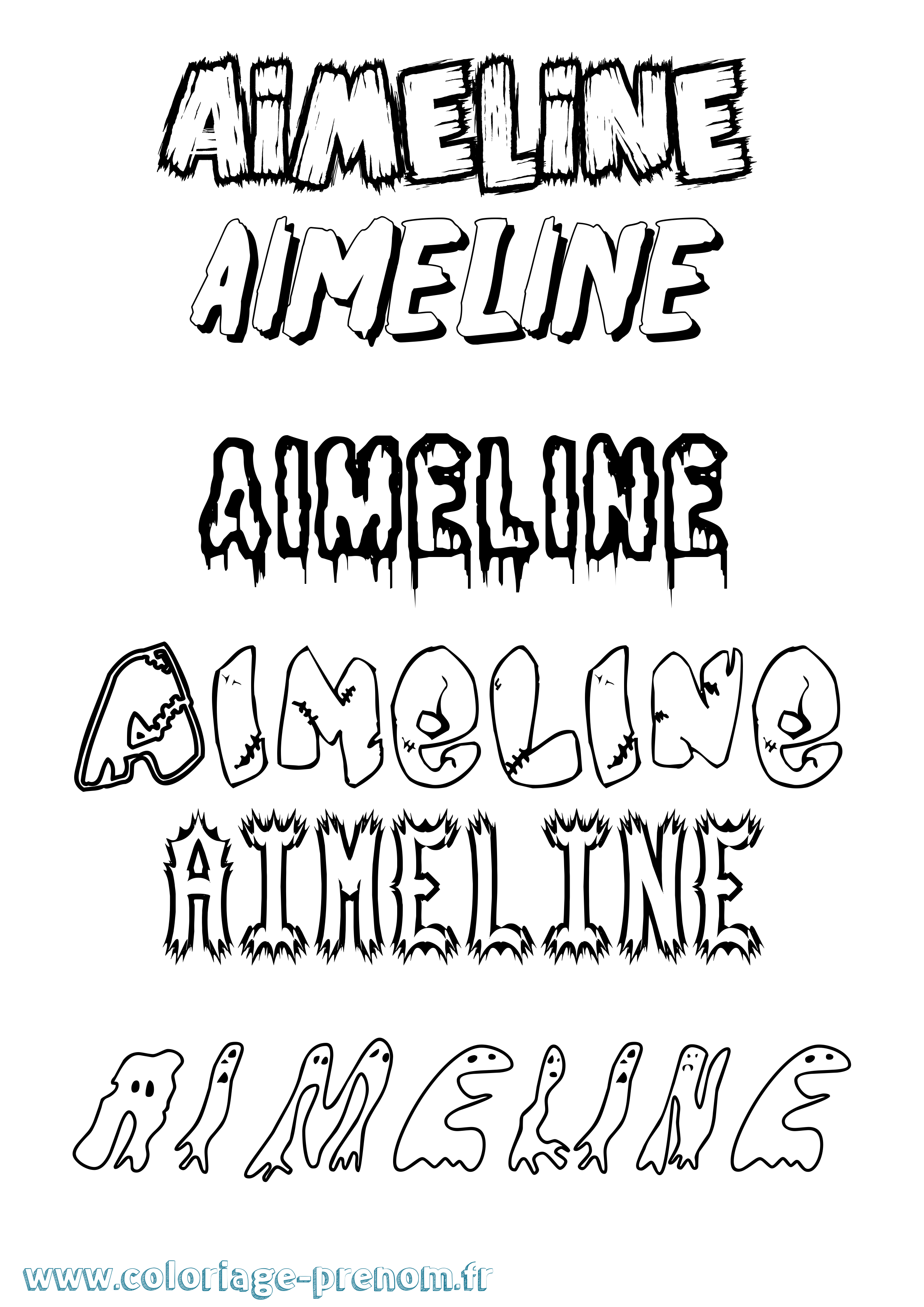 Coloriage Aimeline Frisson Coloriage prénom Aimeline Frisson