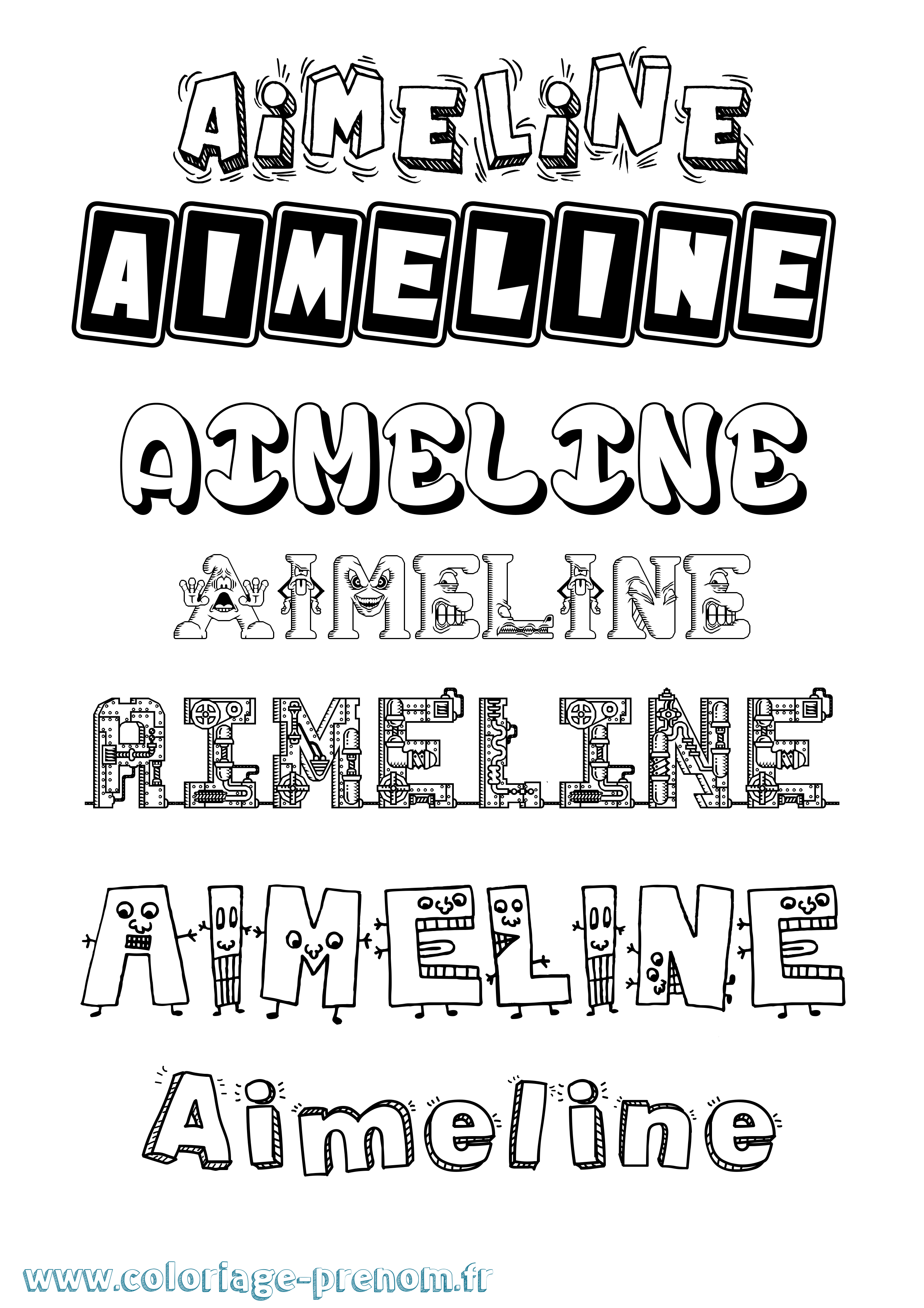 Coloriage Aimeline Fun Coloriage prénom Aimeline Fun