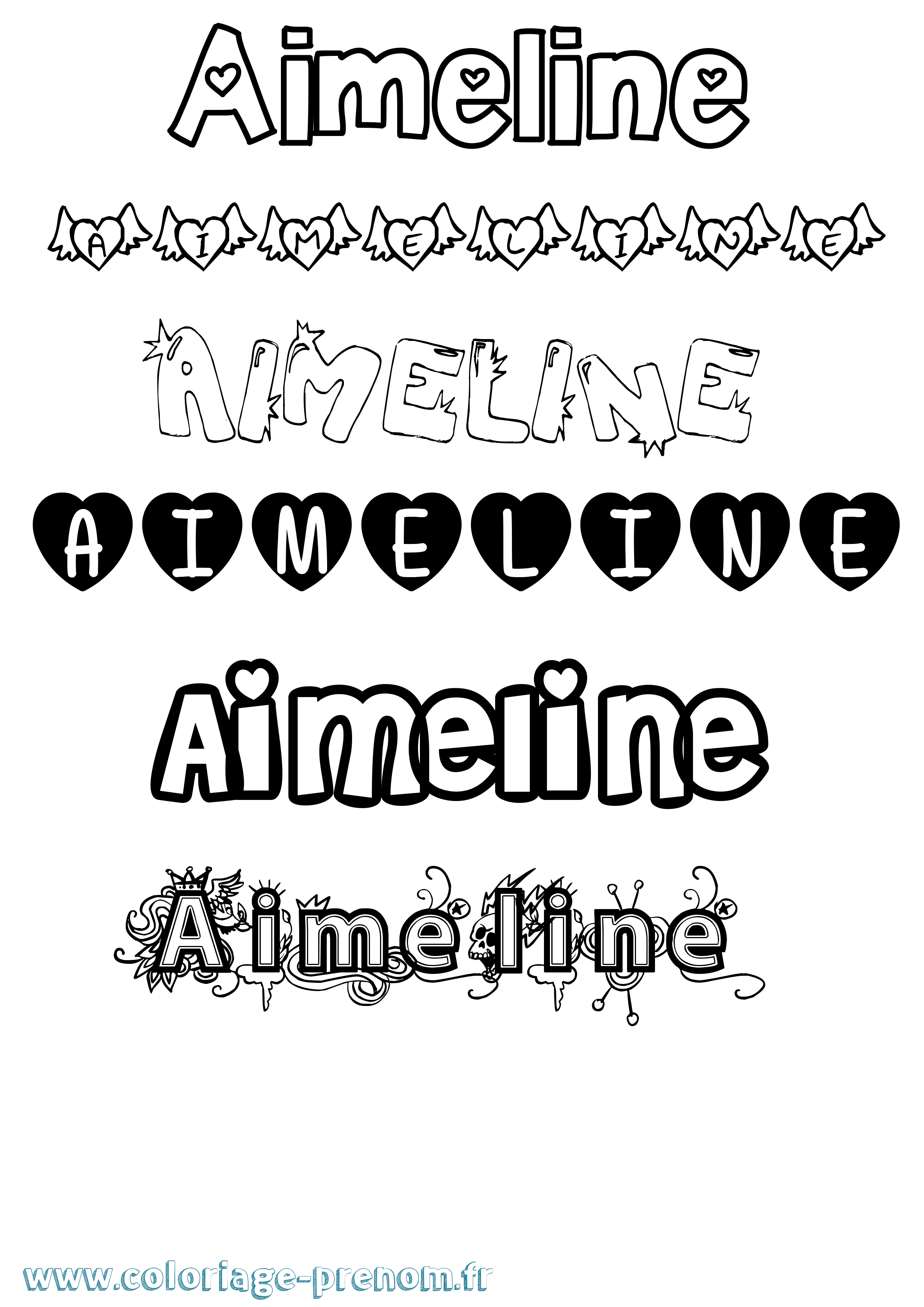 Coloriage Aimeline Girly Coloriage prénom Aimeline Girly