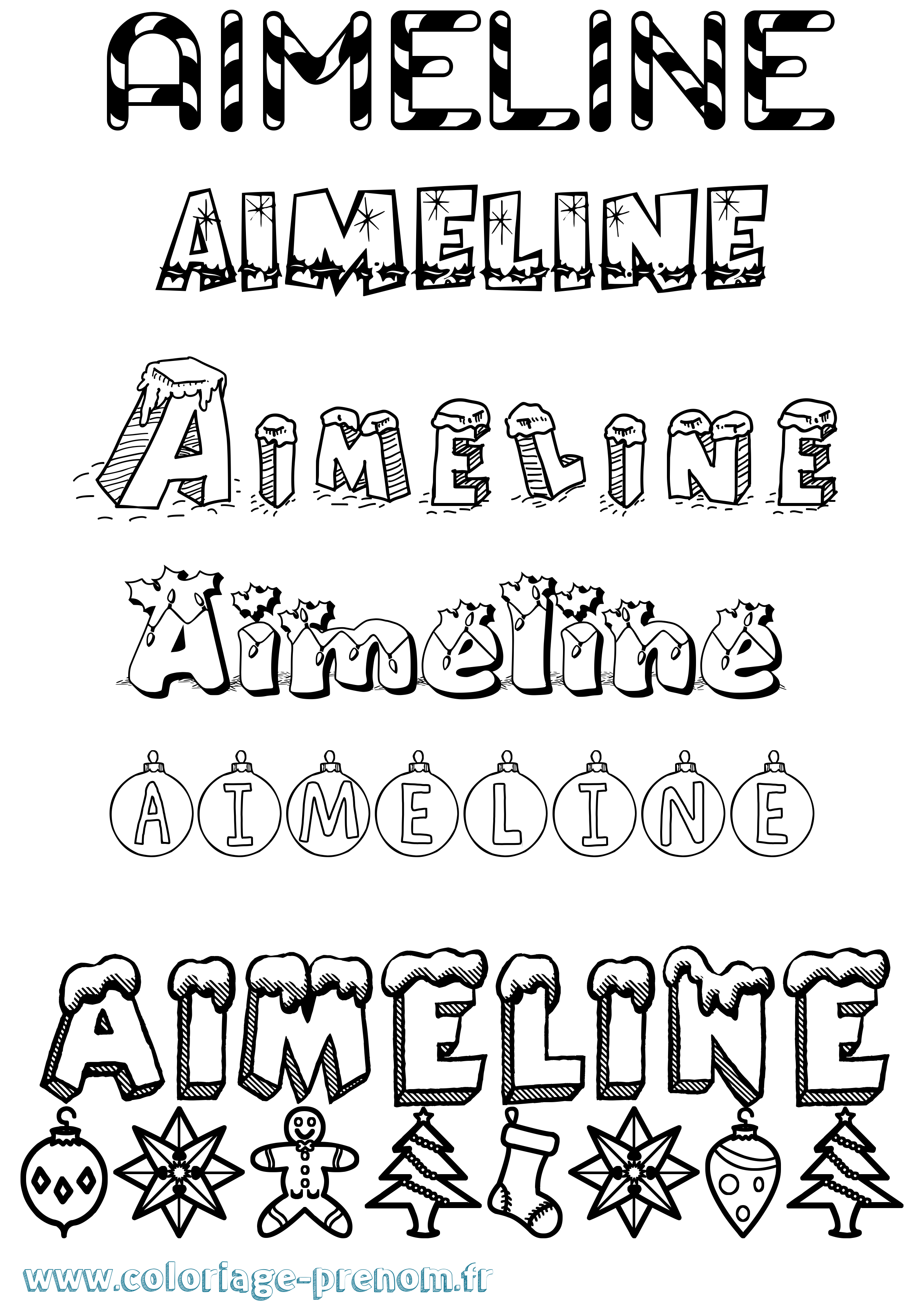 Coloriage Aimeline Noël Coloriage prénom Aimeline Noël