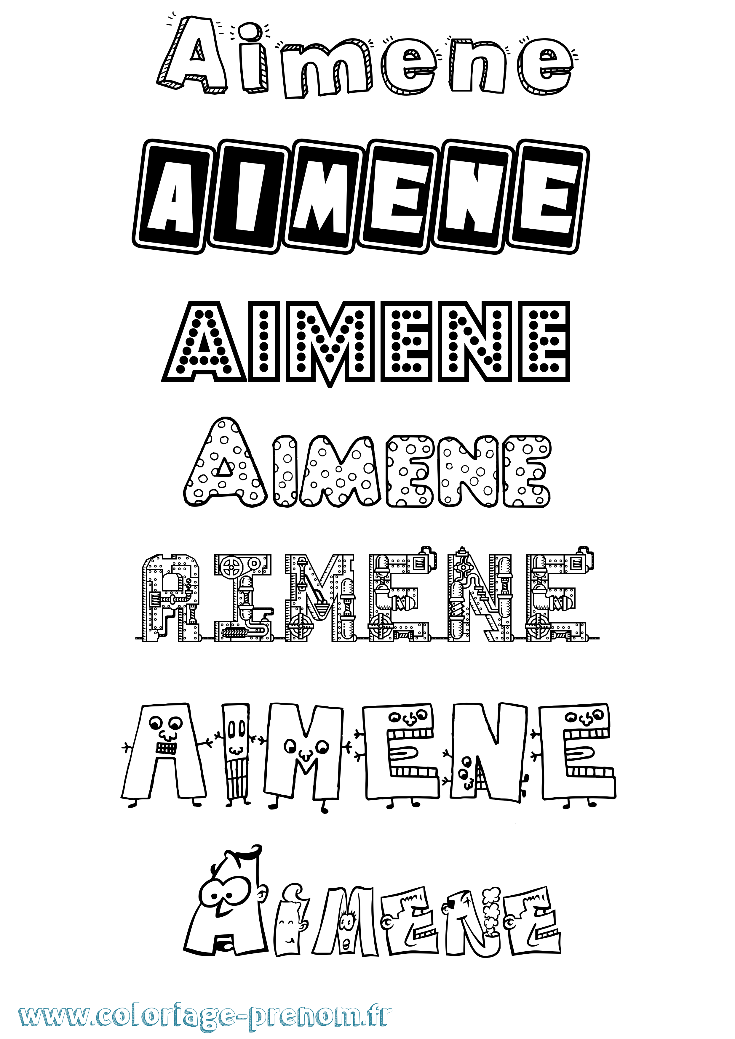 Coloriage prénom Aimene Fun
