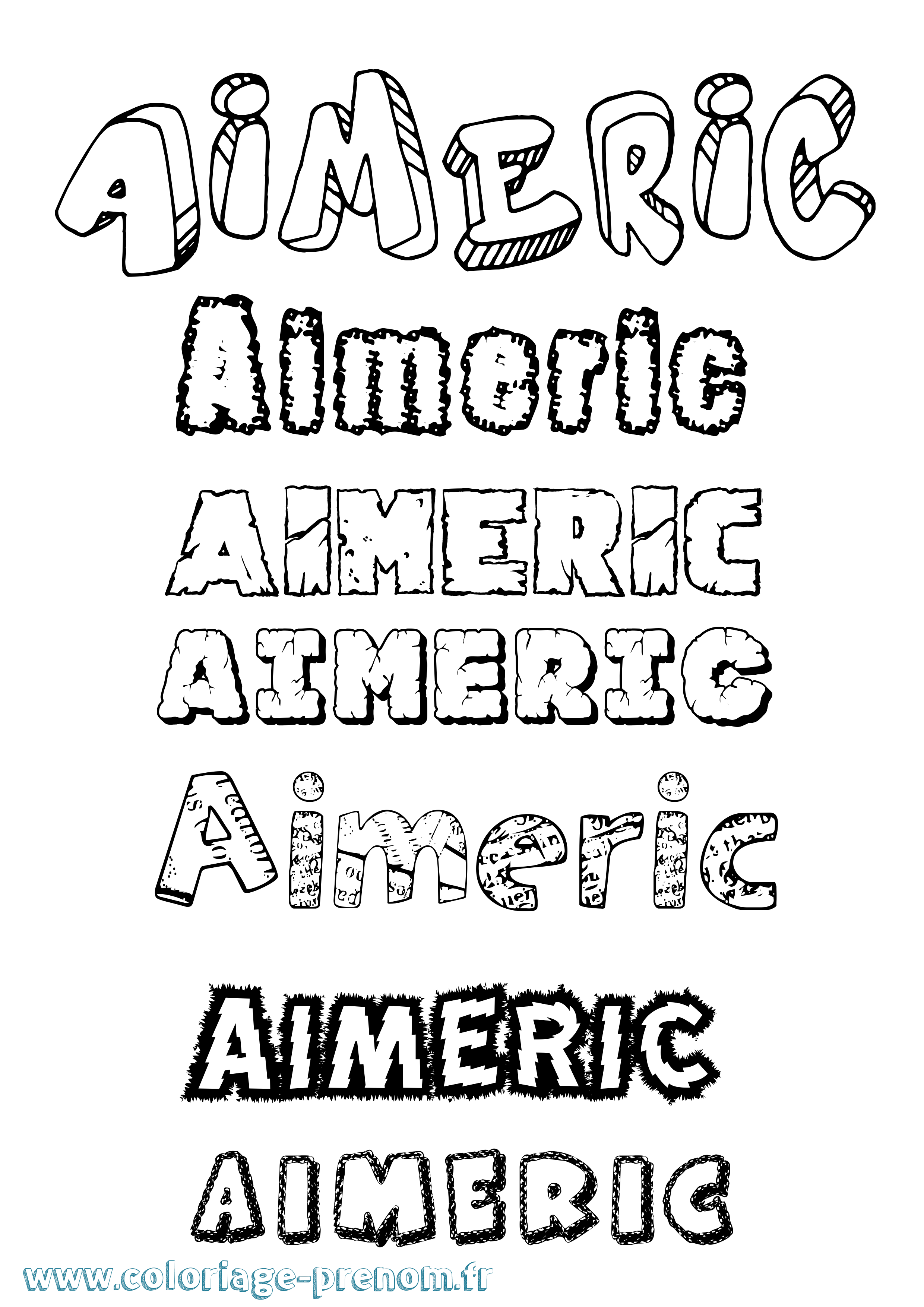 Coloriage prénom Aimeric Destructuré