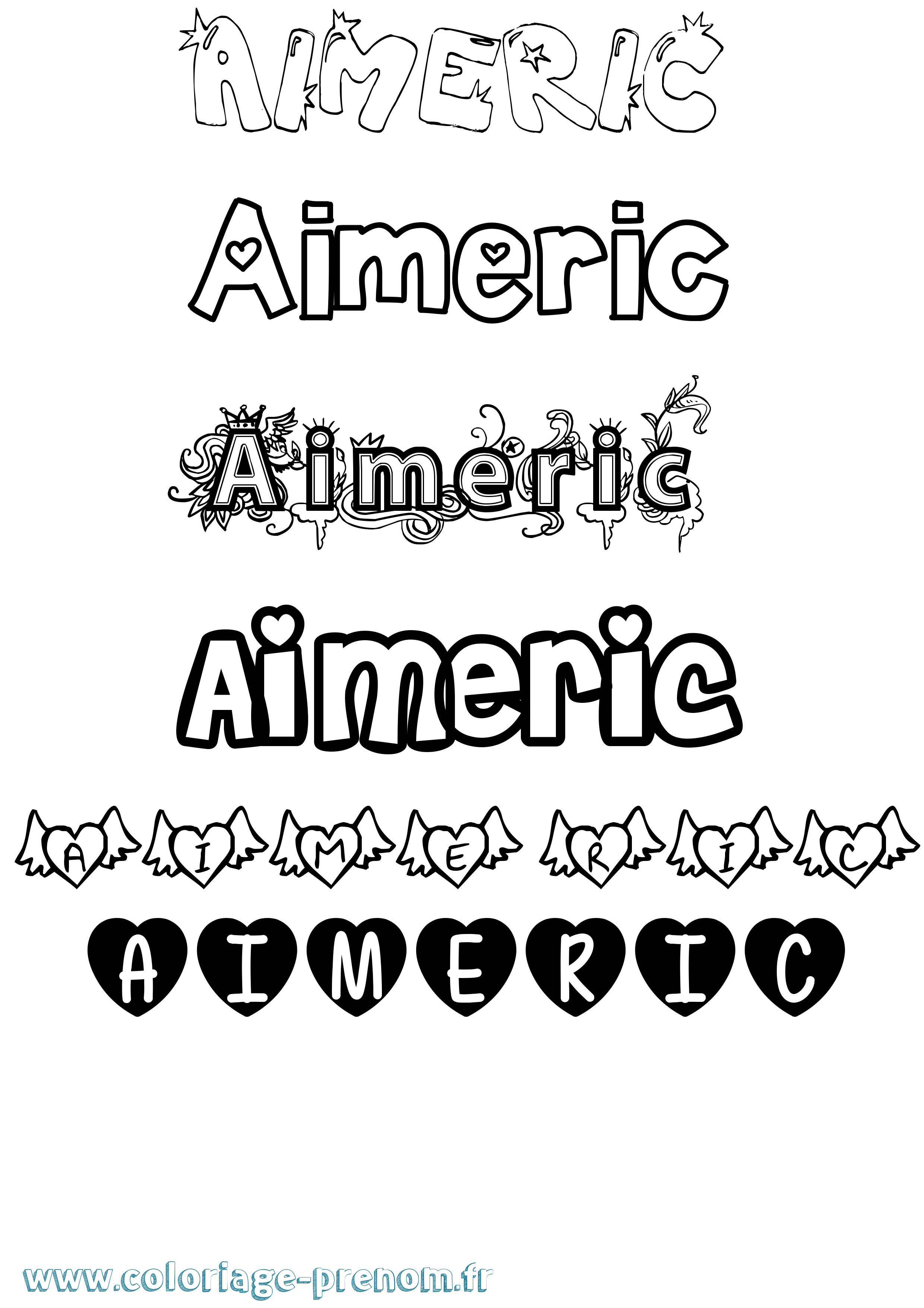 Coloriage prénom Aimeric Girly