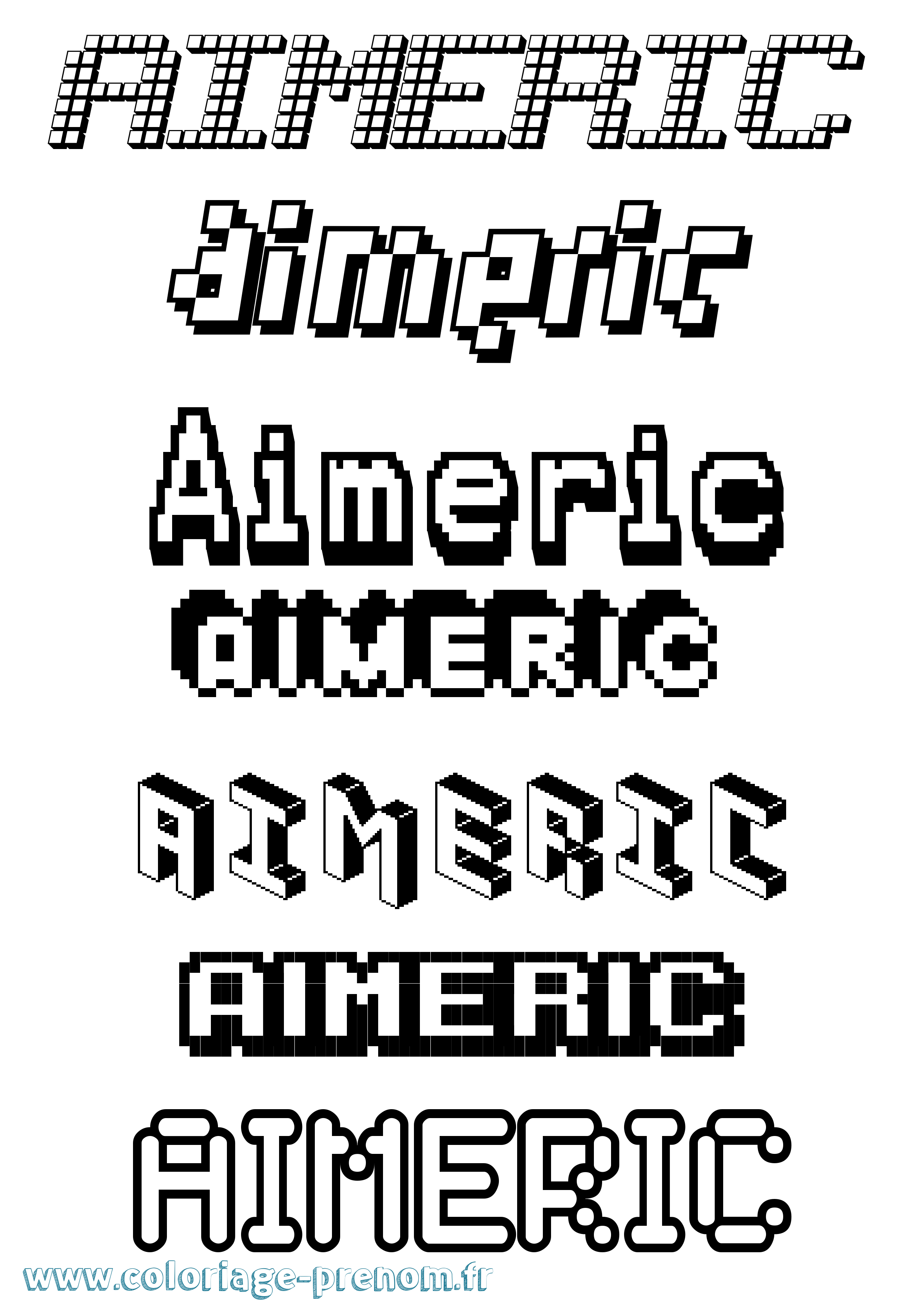 Coloriage prénom Aimeric Pixel