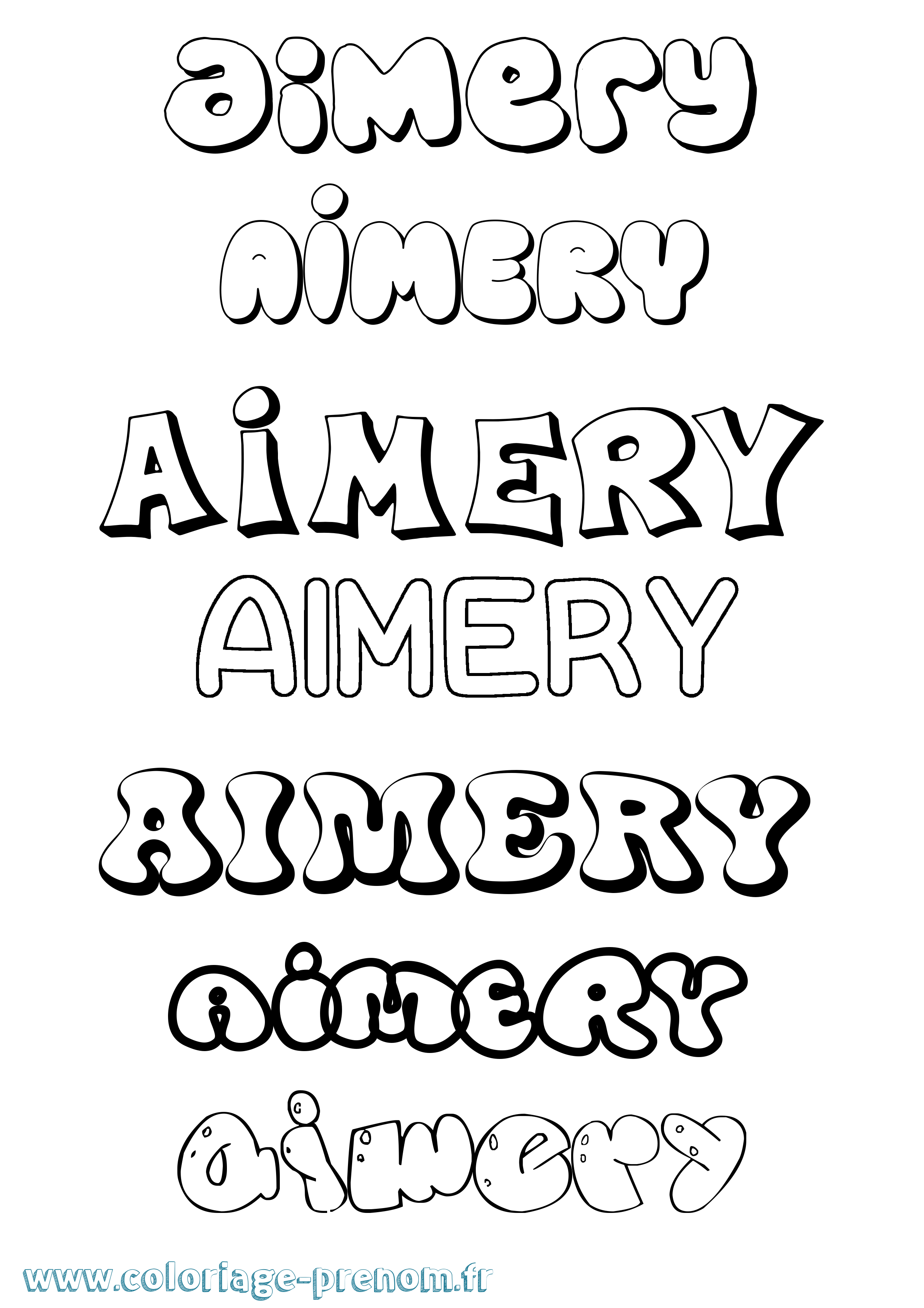 Coloriage prénom Aimery Bubble