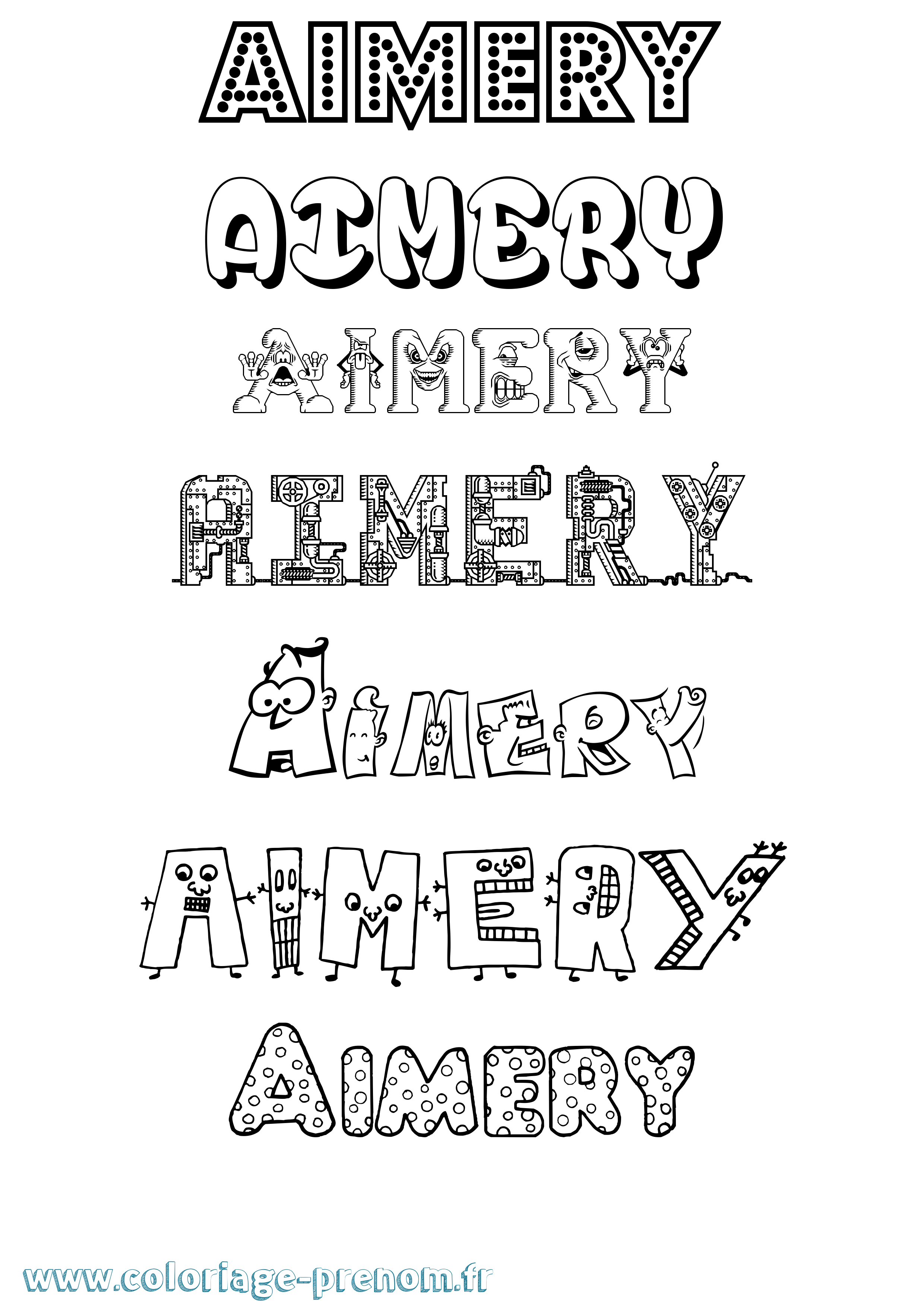 Coloriage prénom Aimery Fun