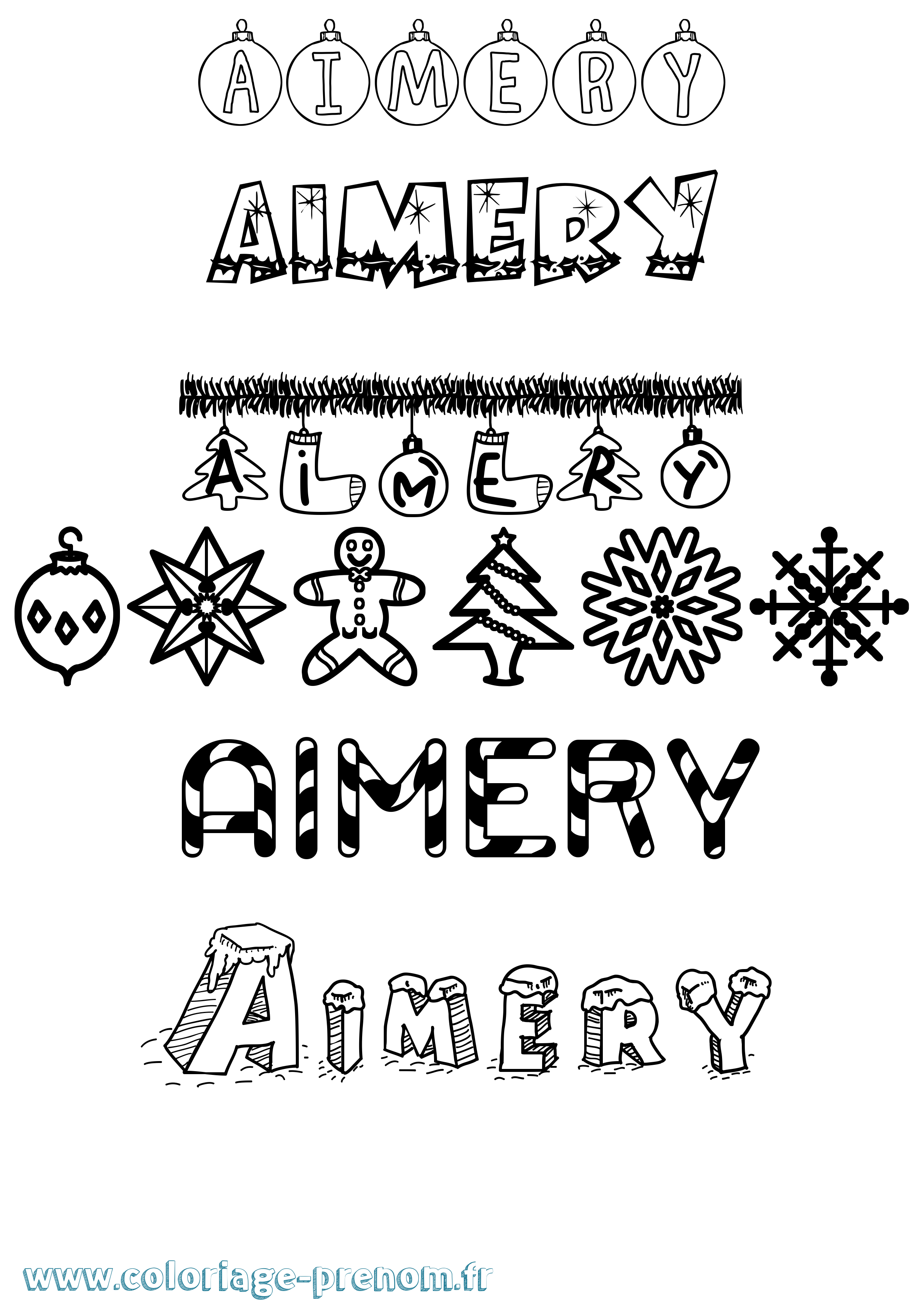 Coloriage prénom Aimery Noël