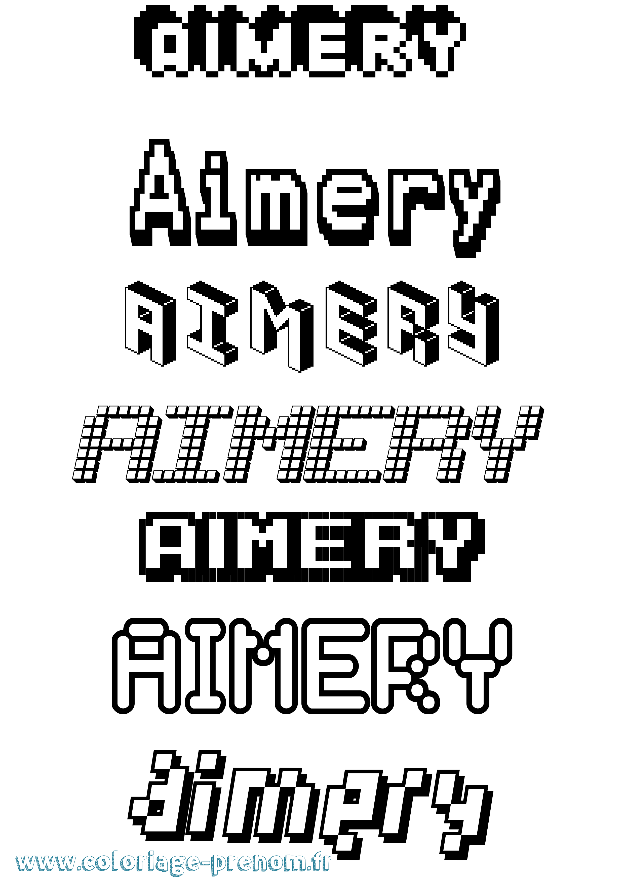 Coloriage prénom Aimery Pixel