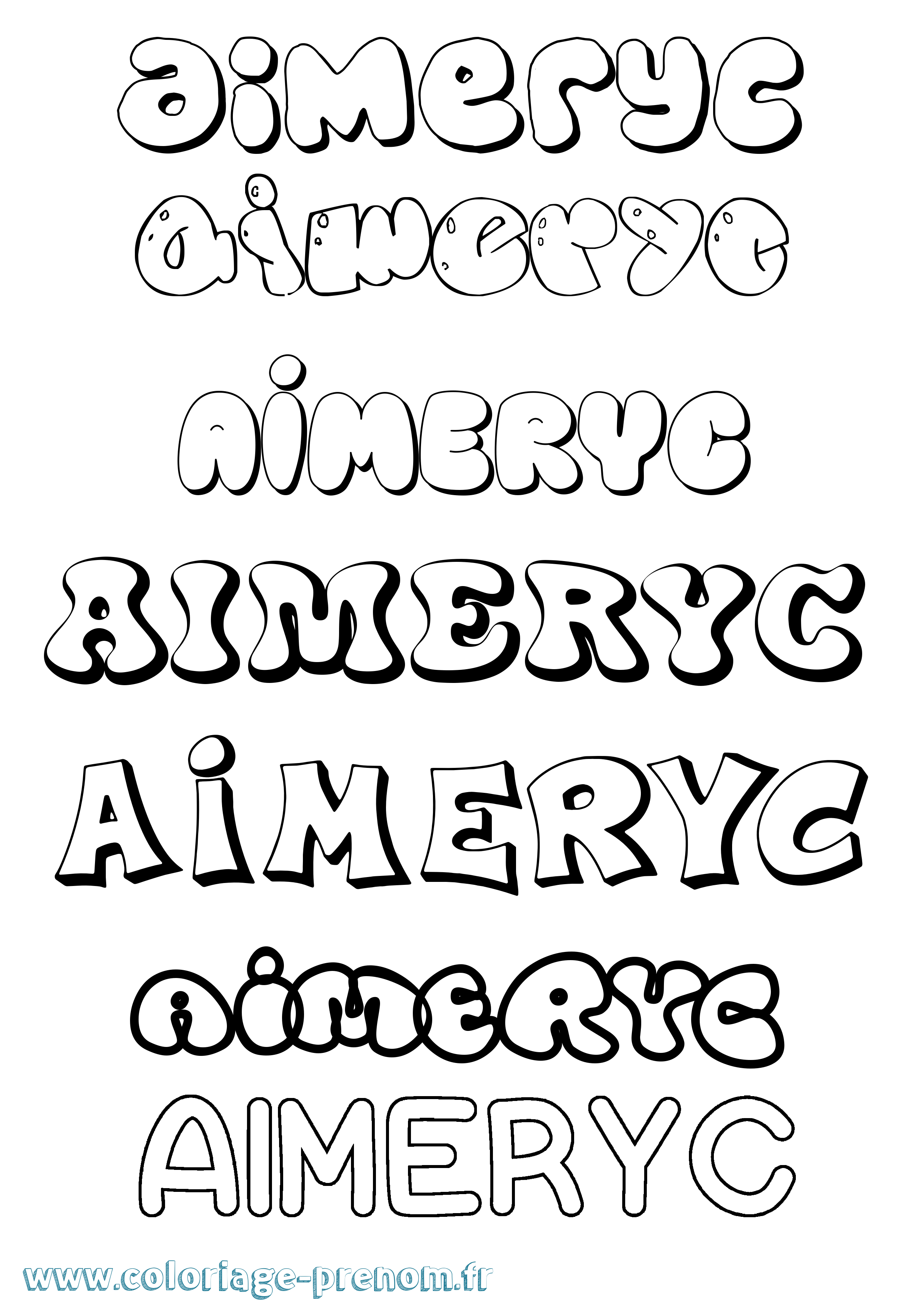 Coloriage Aimeryc Bubble Coloriage prénom Aimeryc Bubble