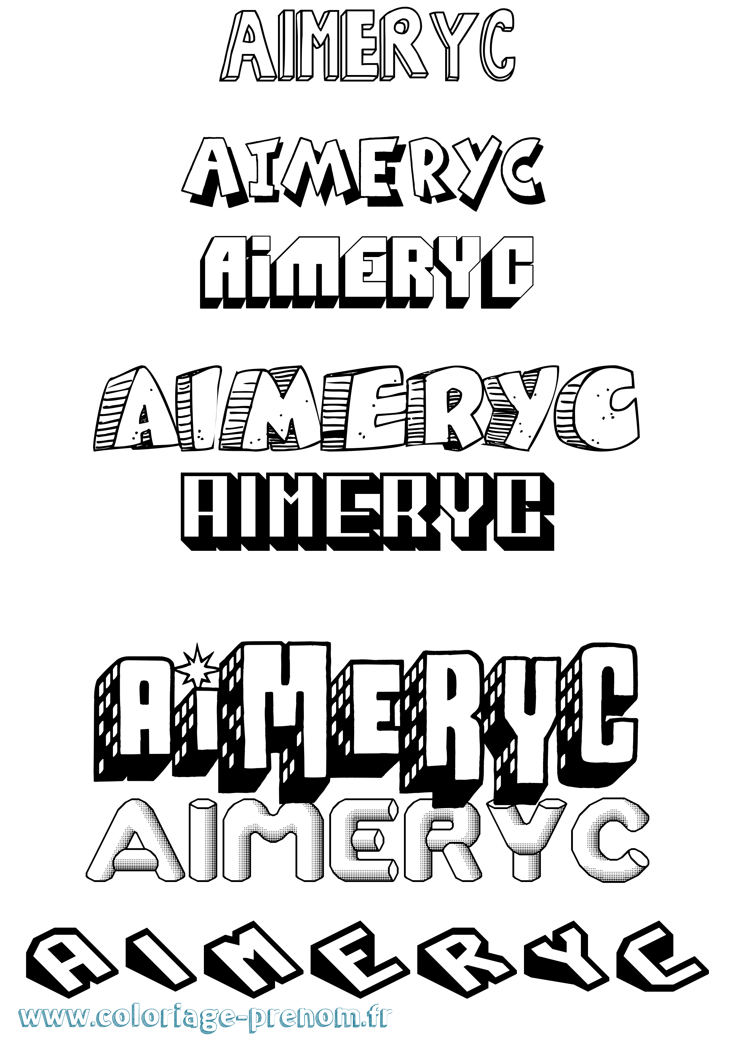 Coloriage Aimeryc Effet 3D Coloriage prénom Aimeryc Effet 3D