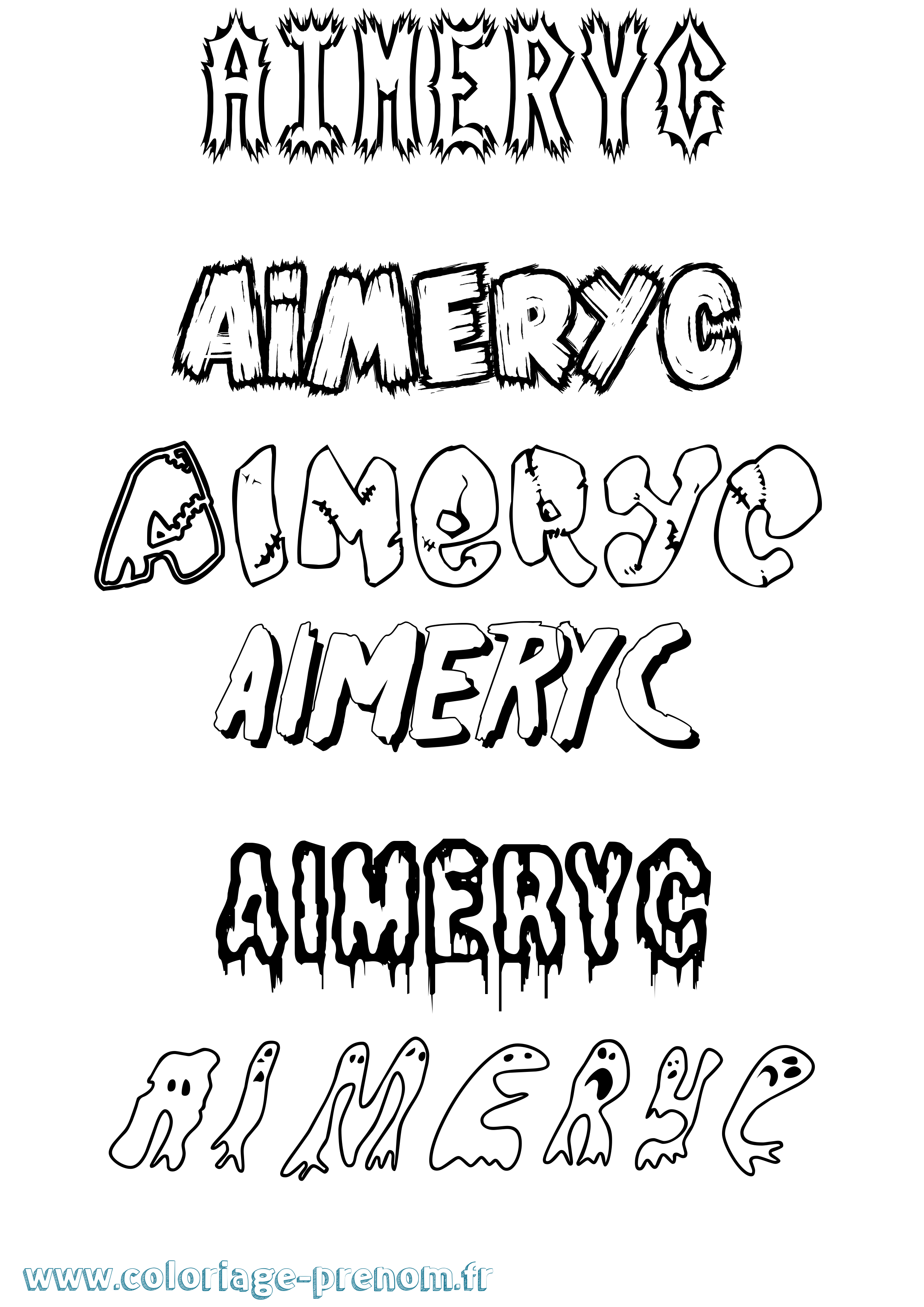 Coloriage Aimeryc Frisson Coloriage prénom Aimeryc Frisson