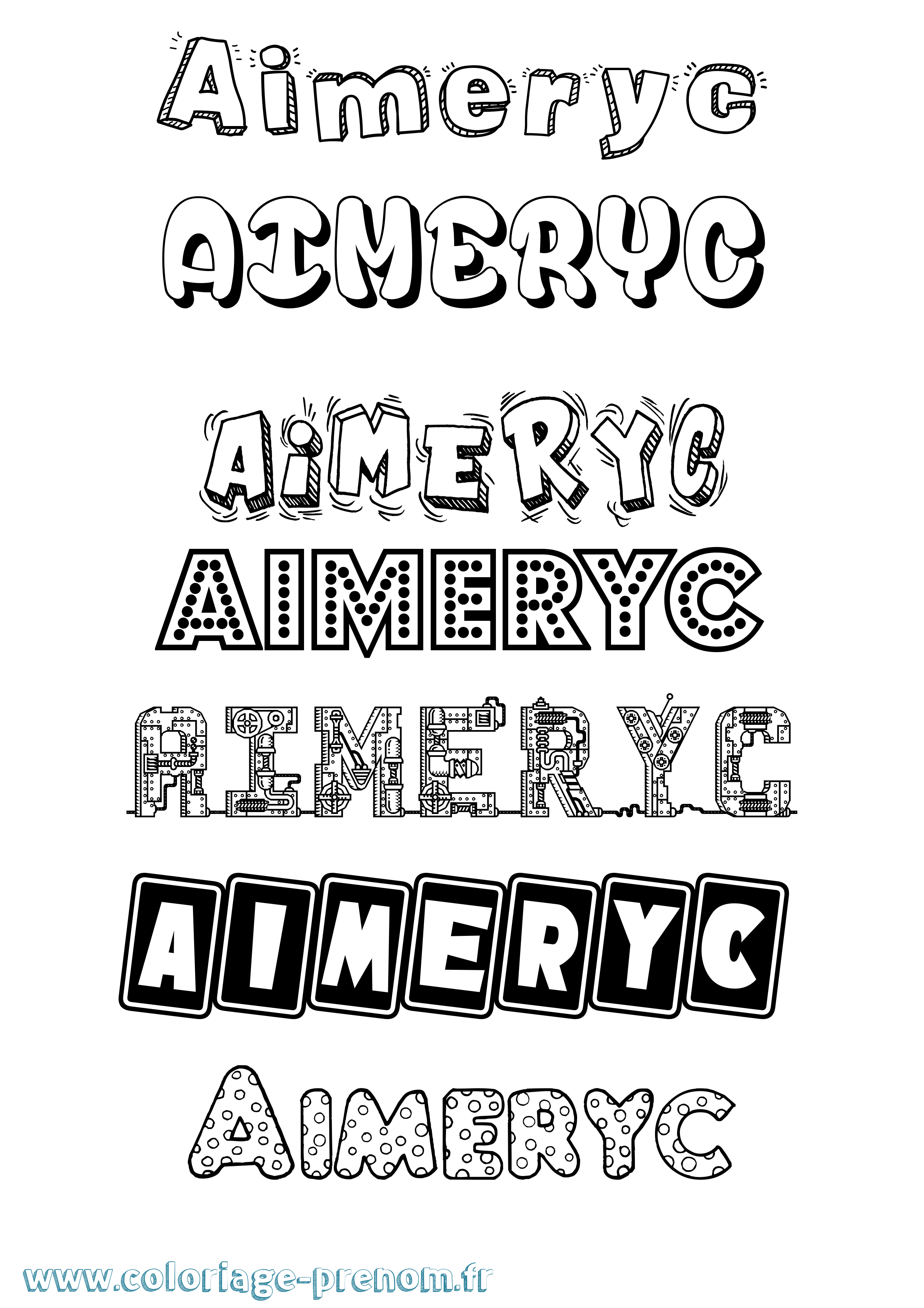 Coloriage Aimeryc Fun Coloriage prénom Aimeryc Fun