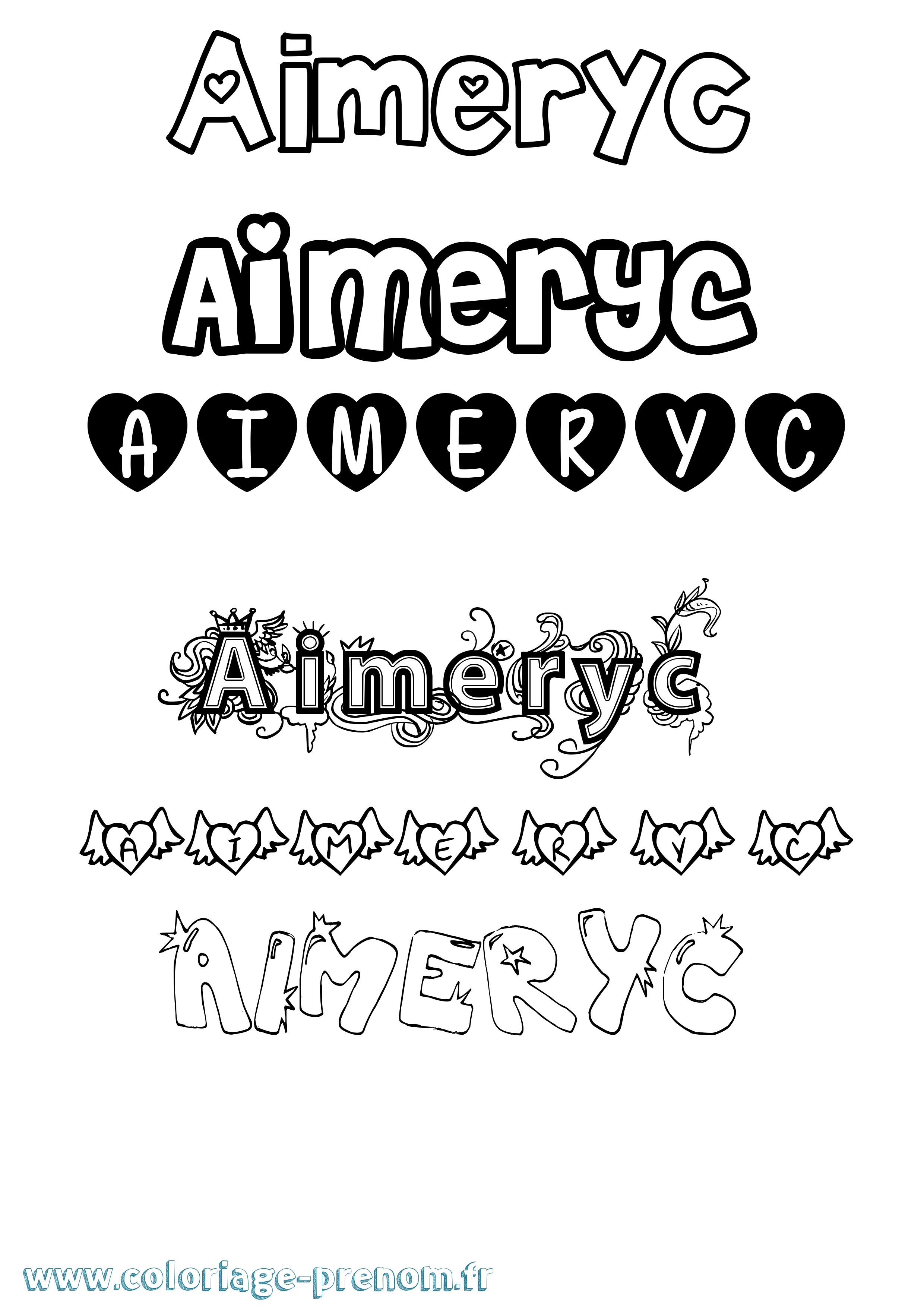 Coloriage Aimeryc Girly Coloriage prénom Aimeryc Girly