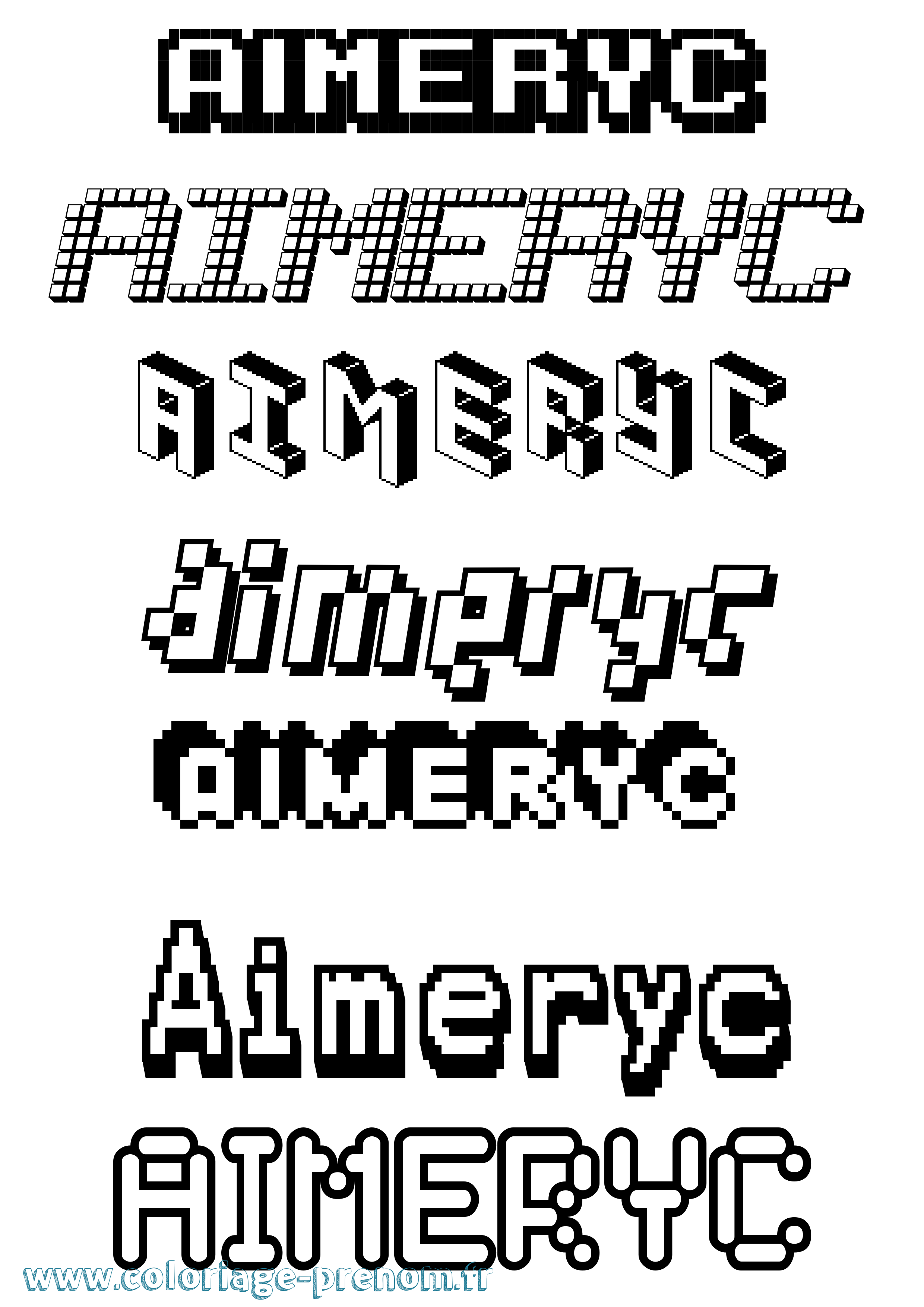 Coloriage Aimeryc Pixel Coloriage prénom Aimeryc Pixel
